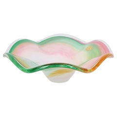 Italienische Murano-Glasschale im Mid-Century-Modern-Stil mit pastellfarbenen Wirbelmustern, 1960er Jahre