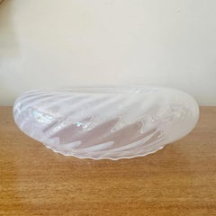 Murano White Translucent Swirled Glass Catch-All Bowl, 1980s