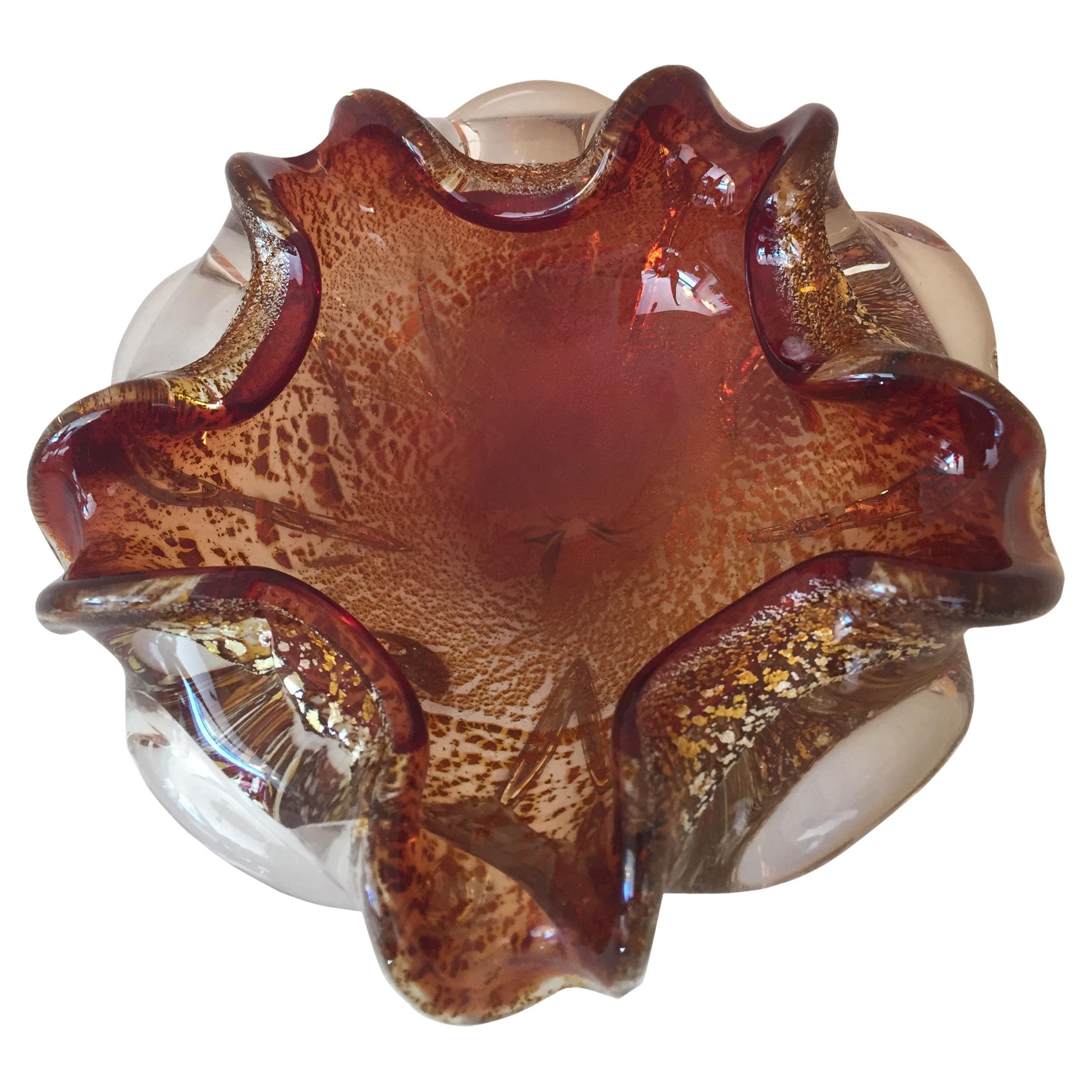 Murano with Gold, 1940, Italian, Attributed to Barovier Toso For Sale