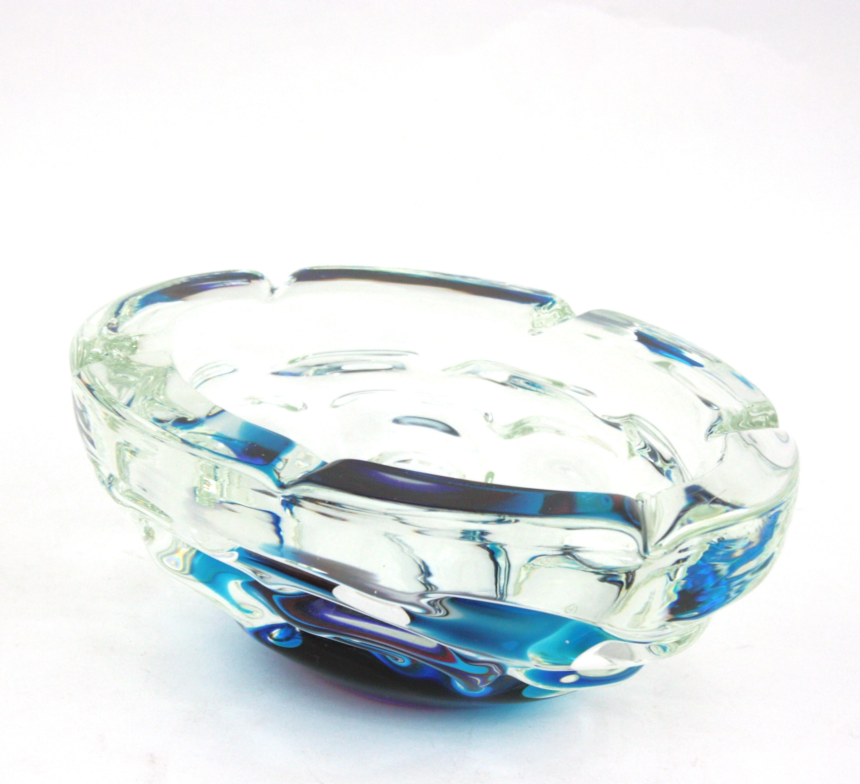 Fulvio Bianconi A Fasce Sommerso XL, coupe de centre de table en verre d'art de Murano en vente 2
