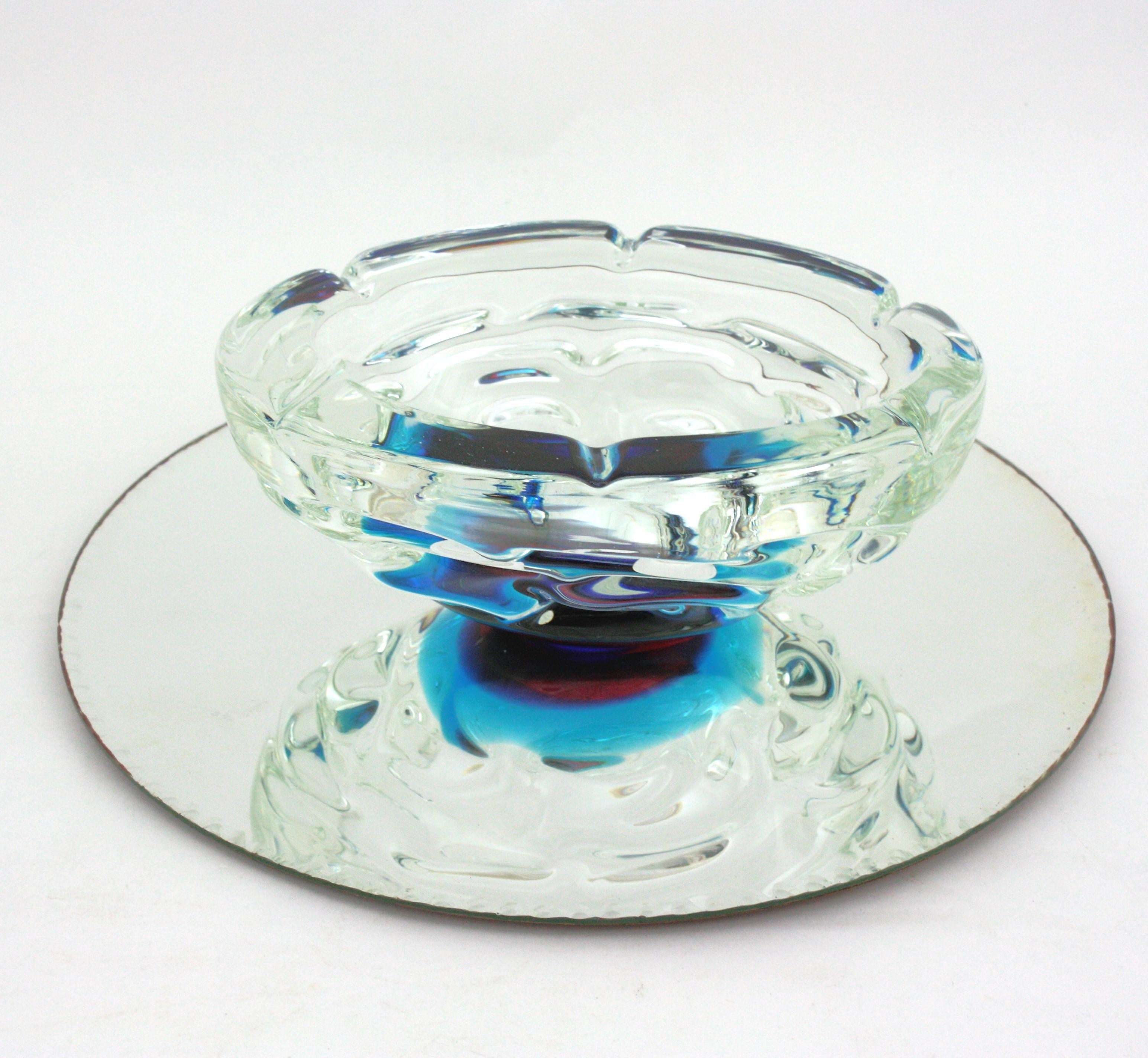 Fulvio Bianconi A Fasce Sommerso XL Murano Art Glass Centerpiece Bowl For Sale 5