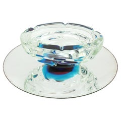 Fulvio Bianconi A Fasce Sommerso XL Murano Art Glass Centerpiece Bowl