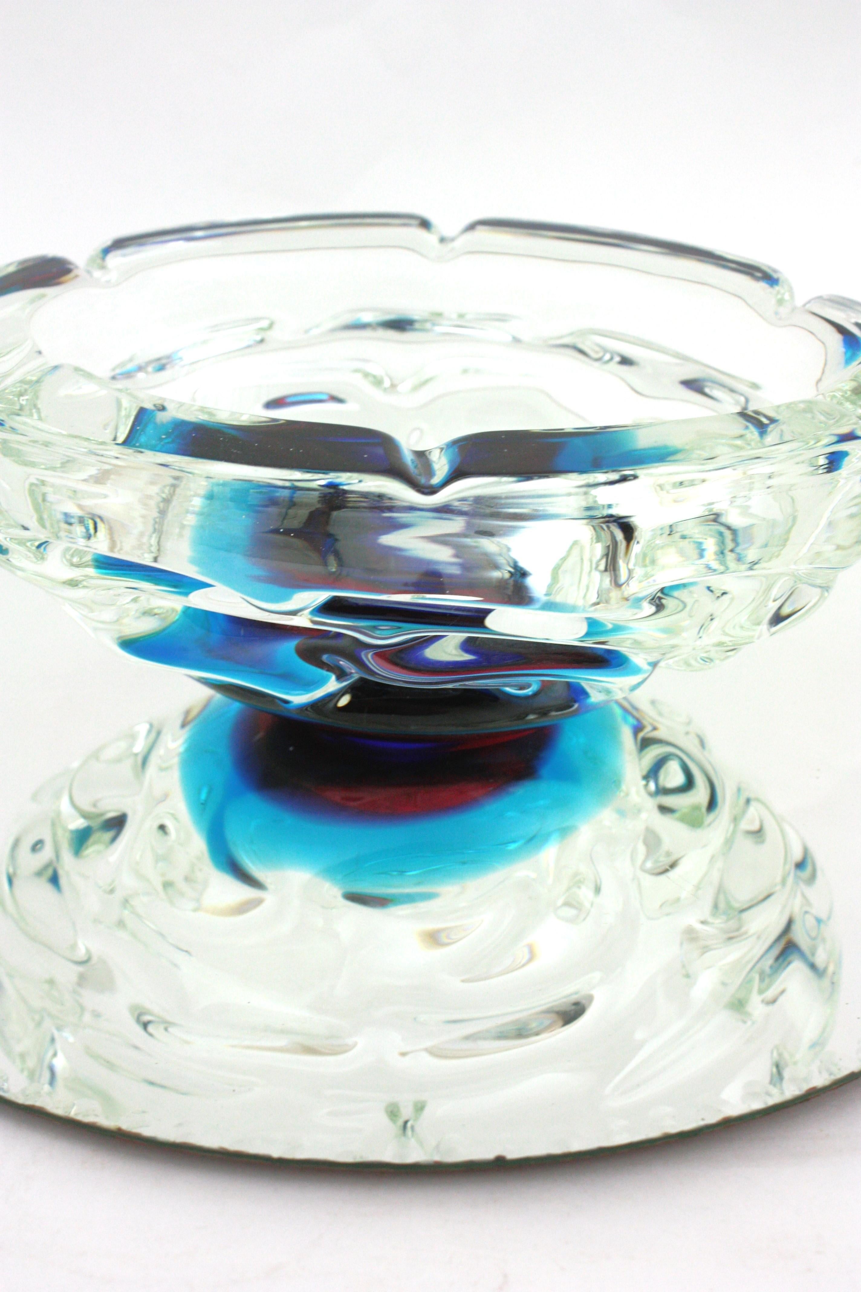 Fulvio Bianconi A Fasce Sommerso XL Murano Art Glass Centerpiece Bowl For Sale 6