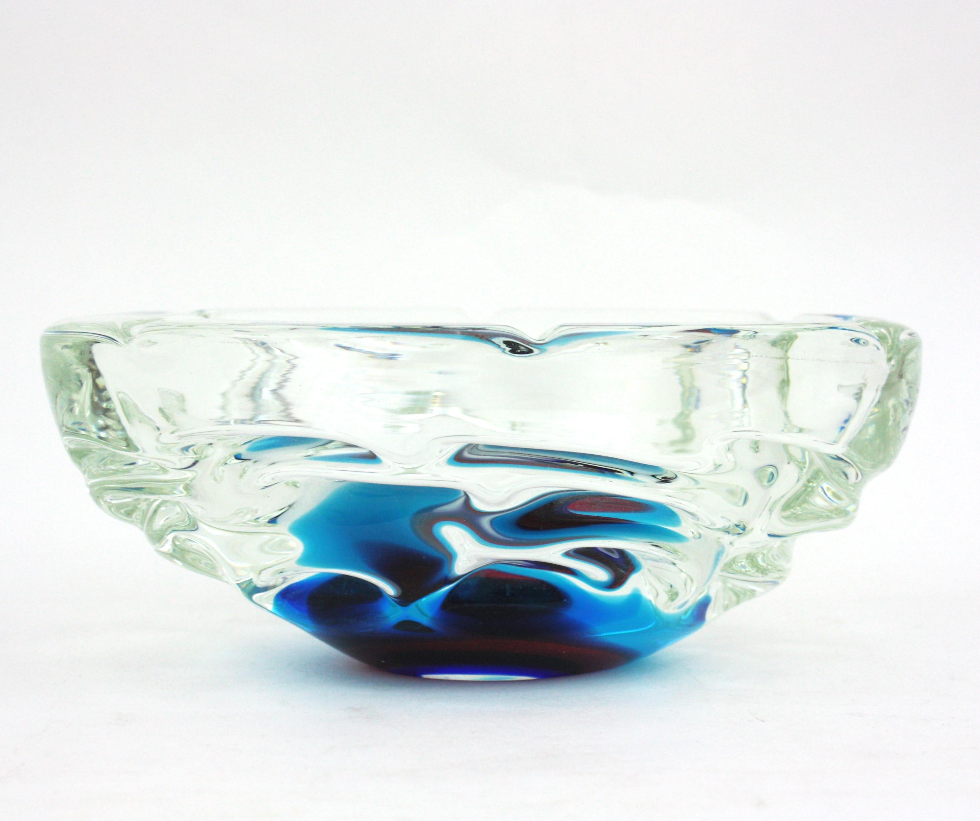 Fulvio Bianconi A Fasce Sommerso XL Murano Art Glass Centerpiece Bowl For Sale 7