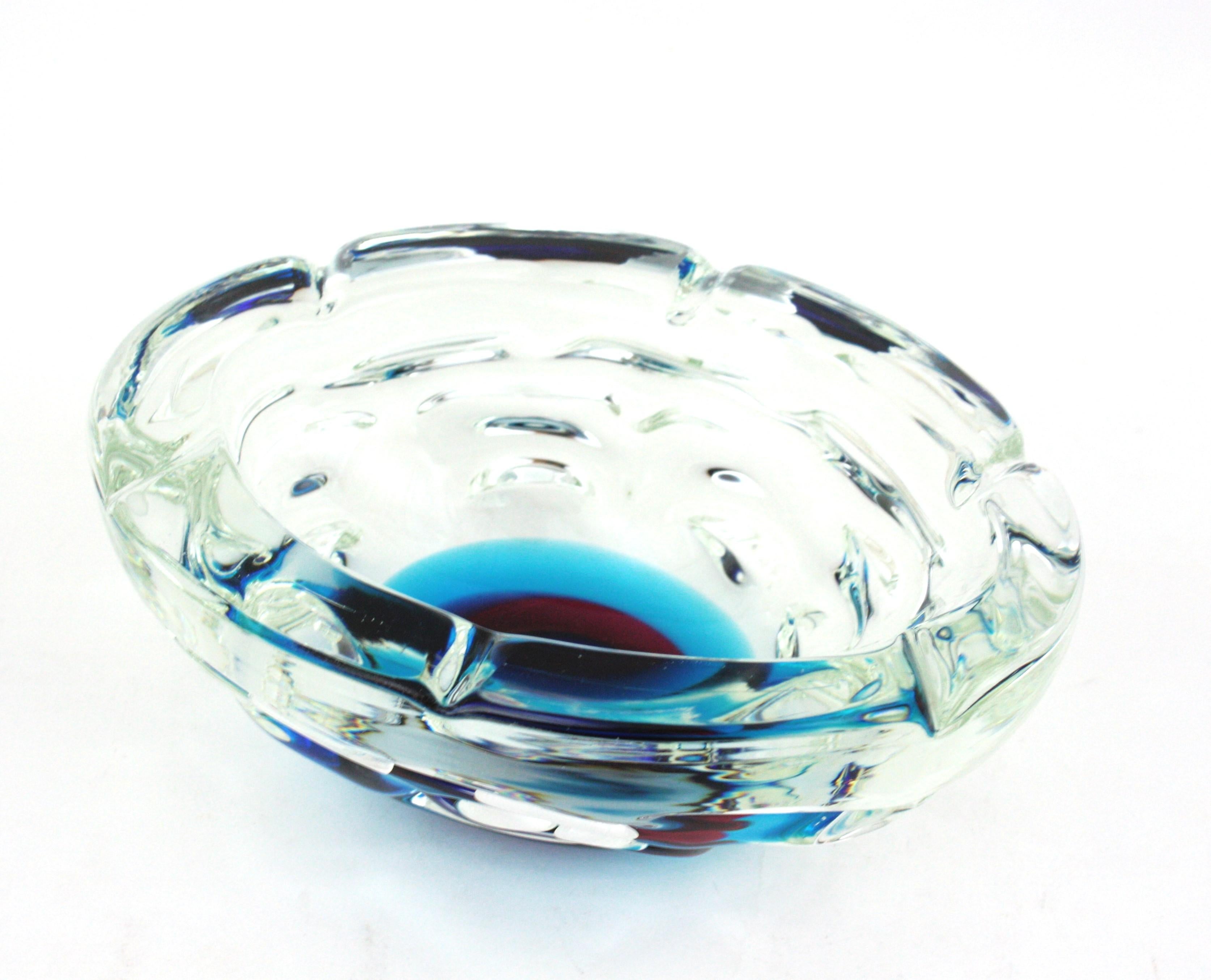 Fulvio Bianconi A Fasce Sommerso XL Murano Art Glass Centerpiece Bowl In Good Condition For Sale In Barcelona, ES