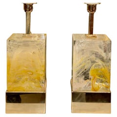 Gelbe Murano-Block-Lampen