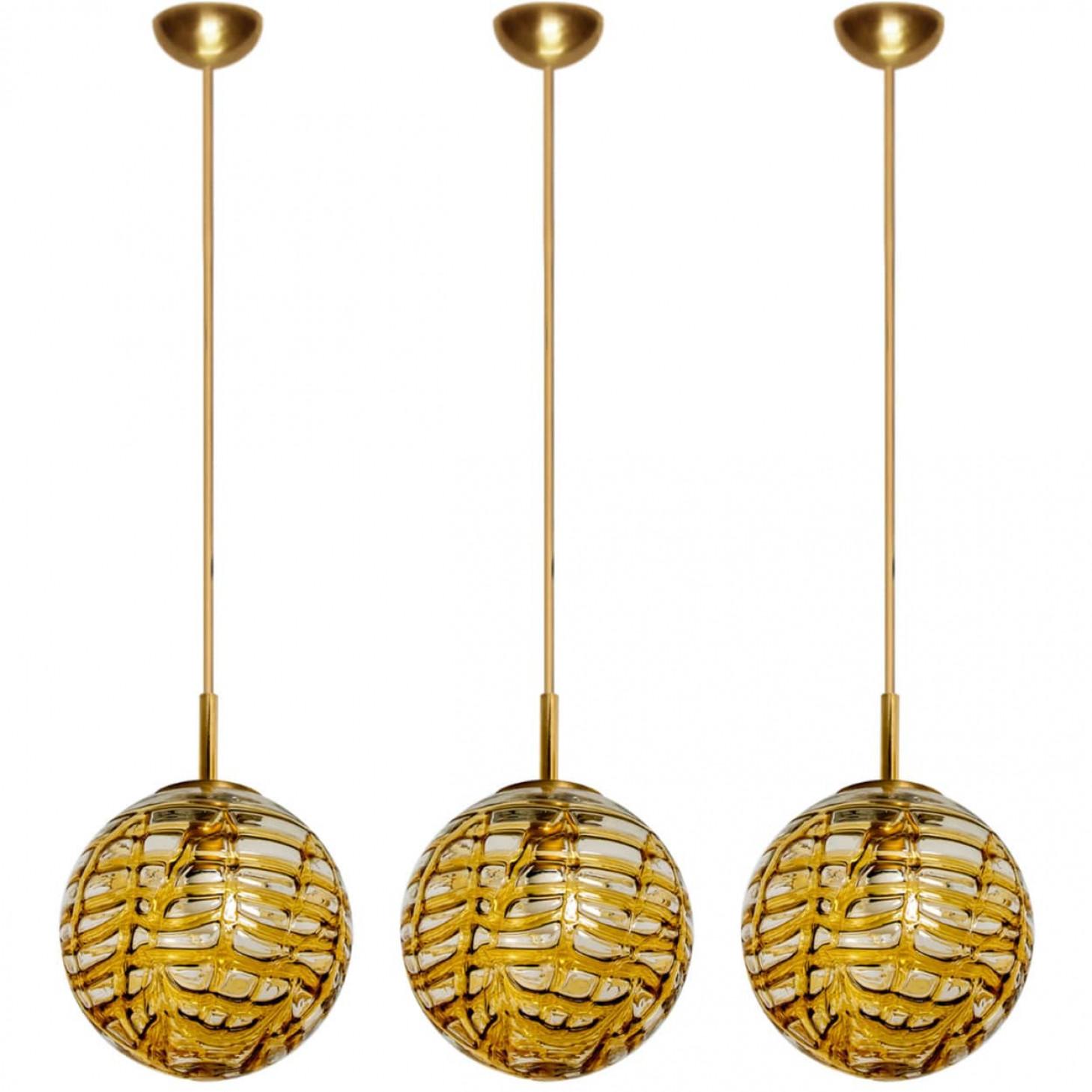 Lampade a sospensione in vetro trasparente giallo di Murano, anni '60 in vendita 2