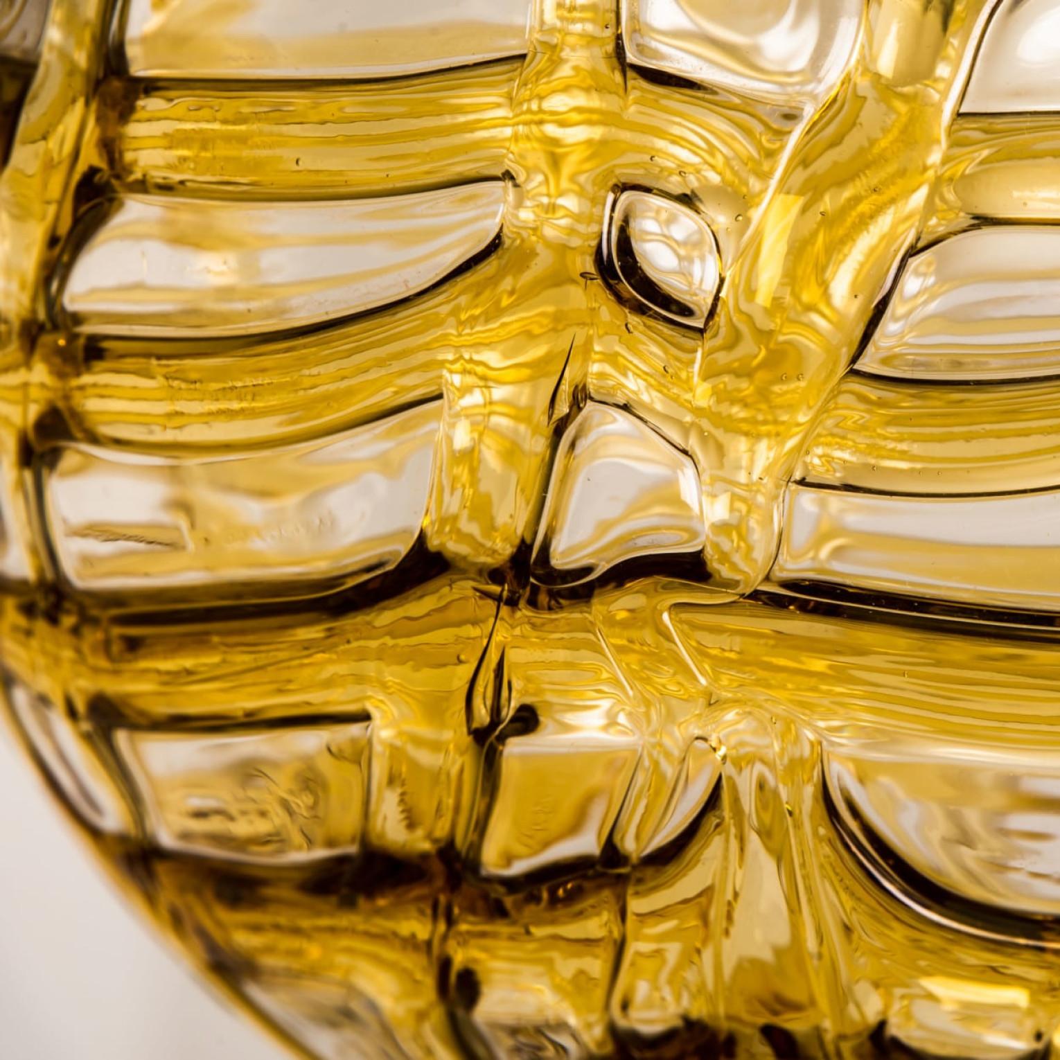 Mid-Century moderno Lampade a sospensione in vetro trasparente giallo di Murano, anni '60 in vendita