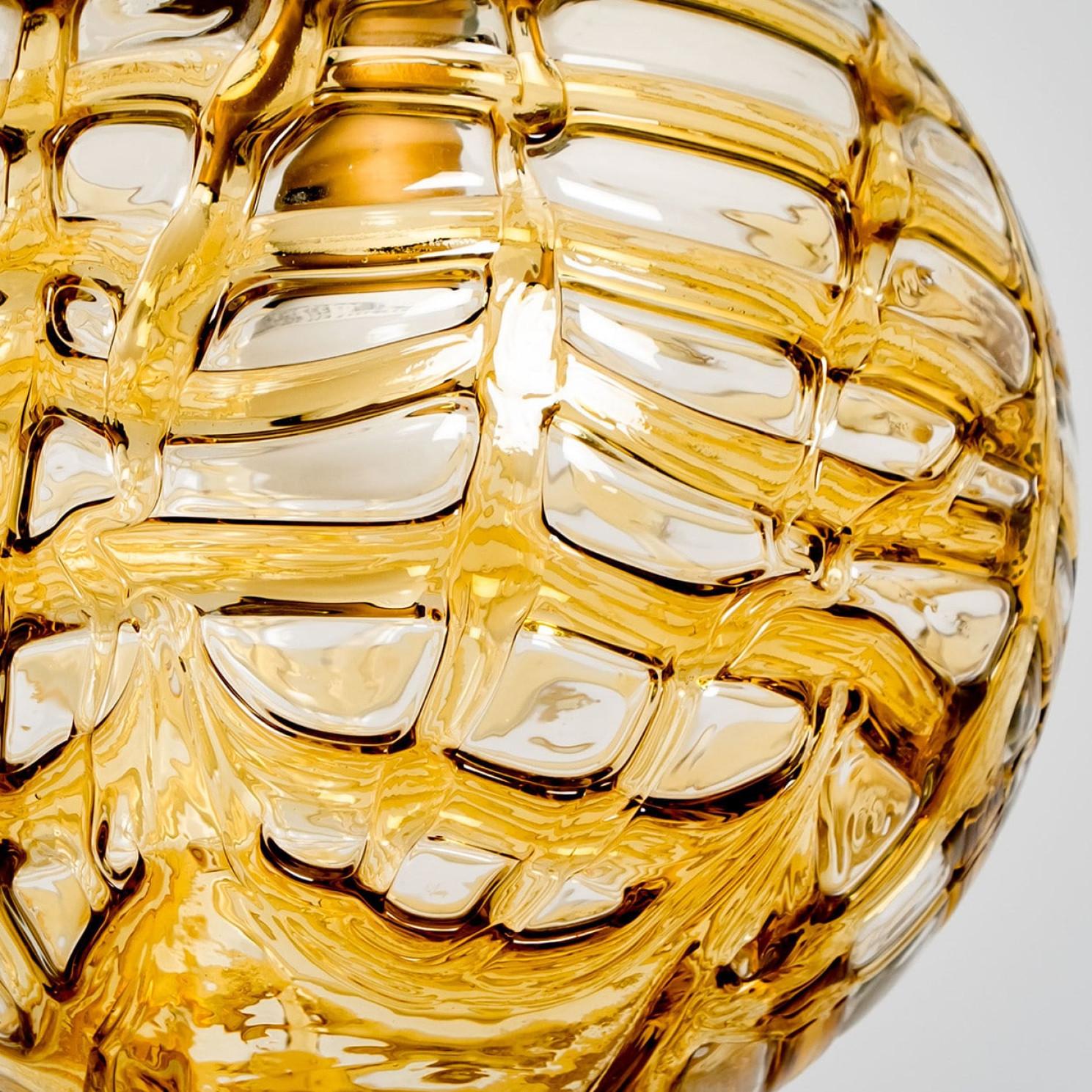 Lampade a sospensione in vetro trasparente giallo di Murano, anni '60 In condizioni buone in vendita a Rijssen, NL