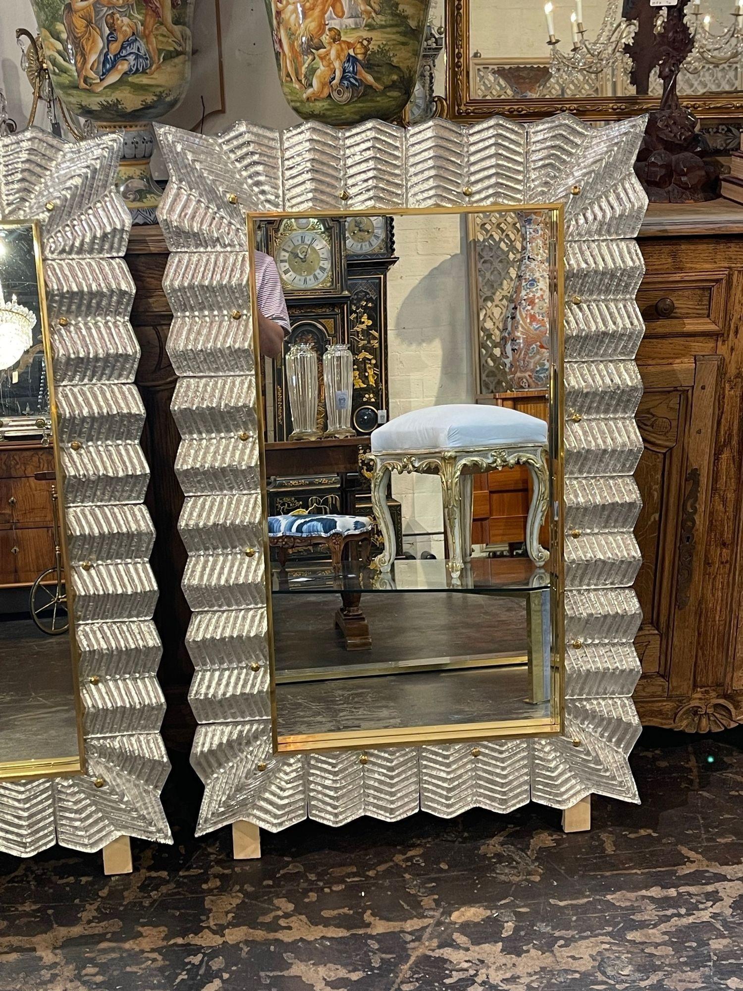 Fabuleux miroirs modernes en verre de Murano et laiton en 