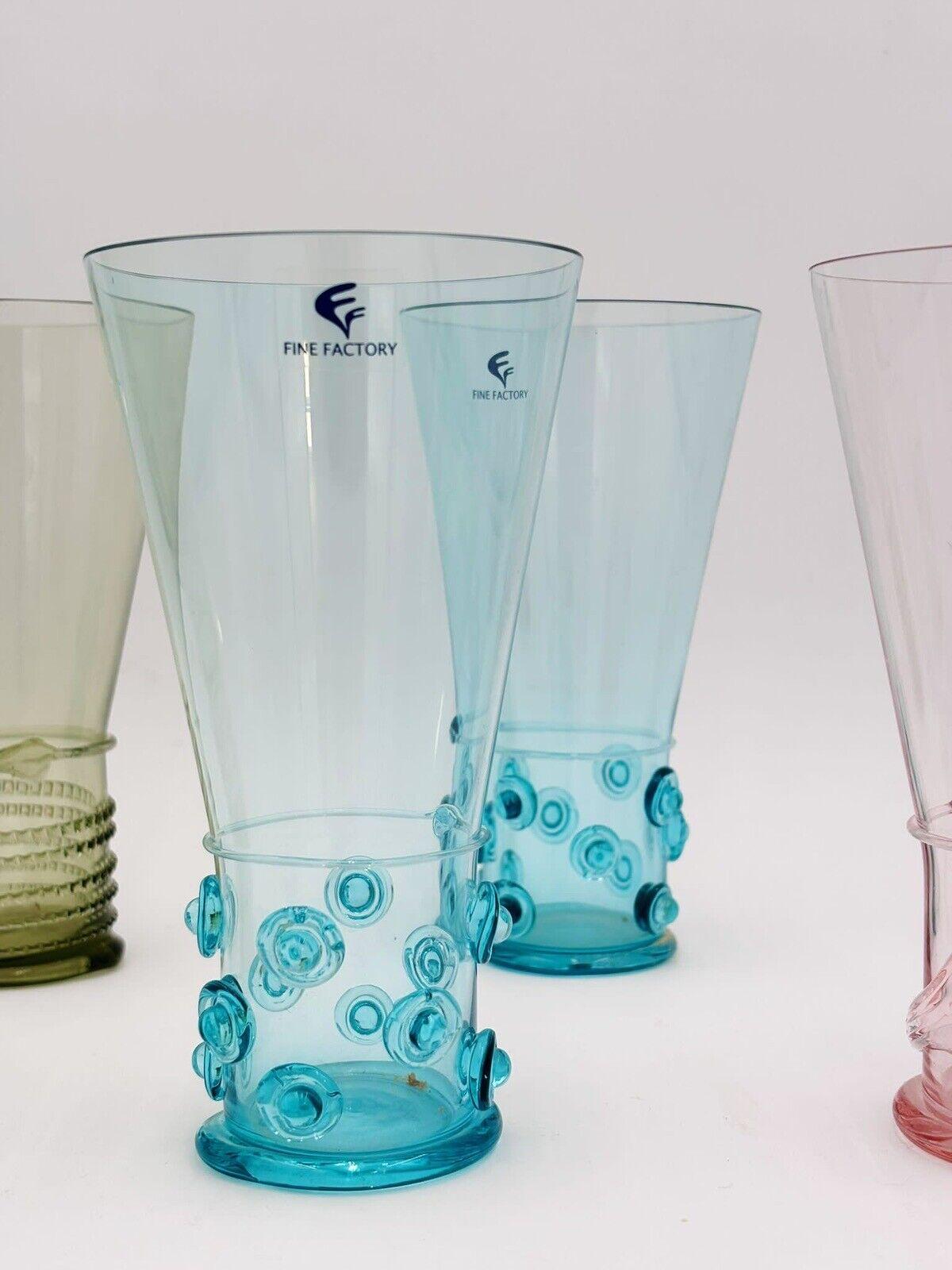 Italian Murano's Glasses Set of 6 Collectible Glasses 1980's For Sale