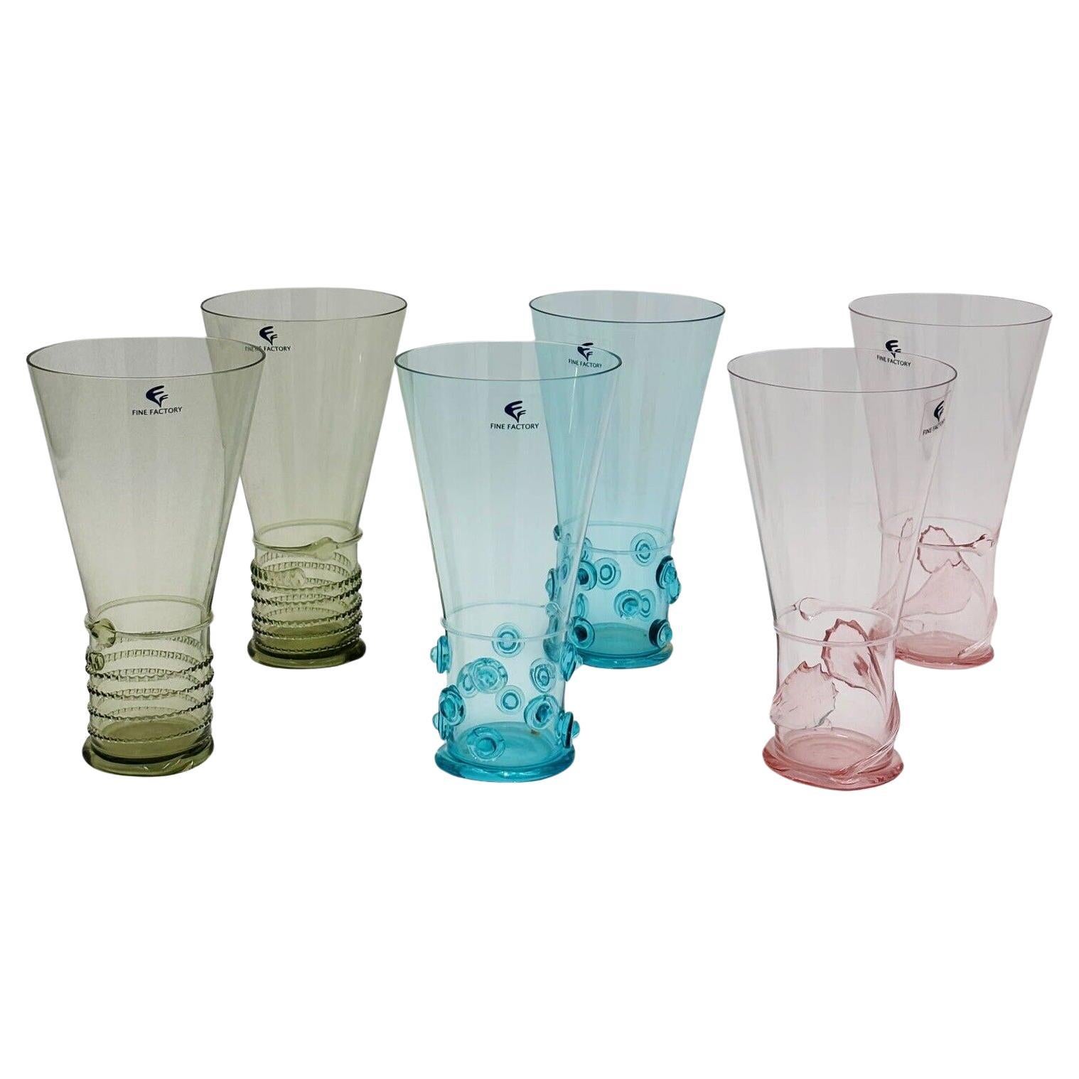 Murano's Glasses Set of 6 Collectible Glasses 1980's For Sale