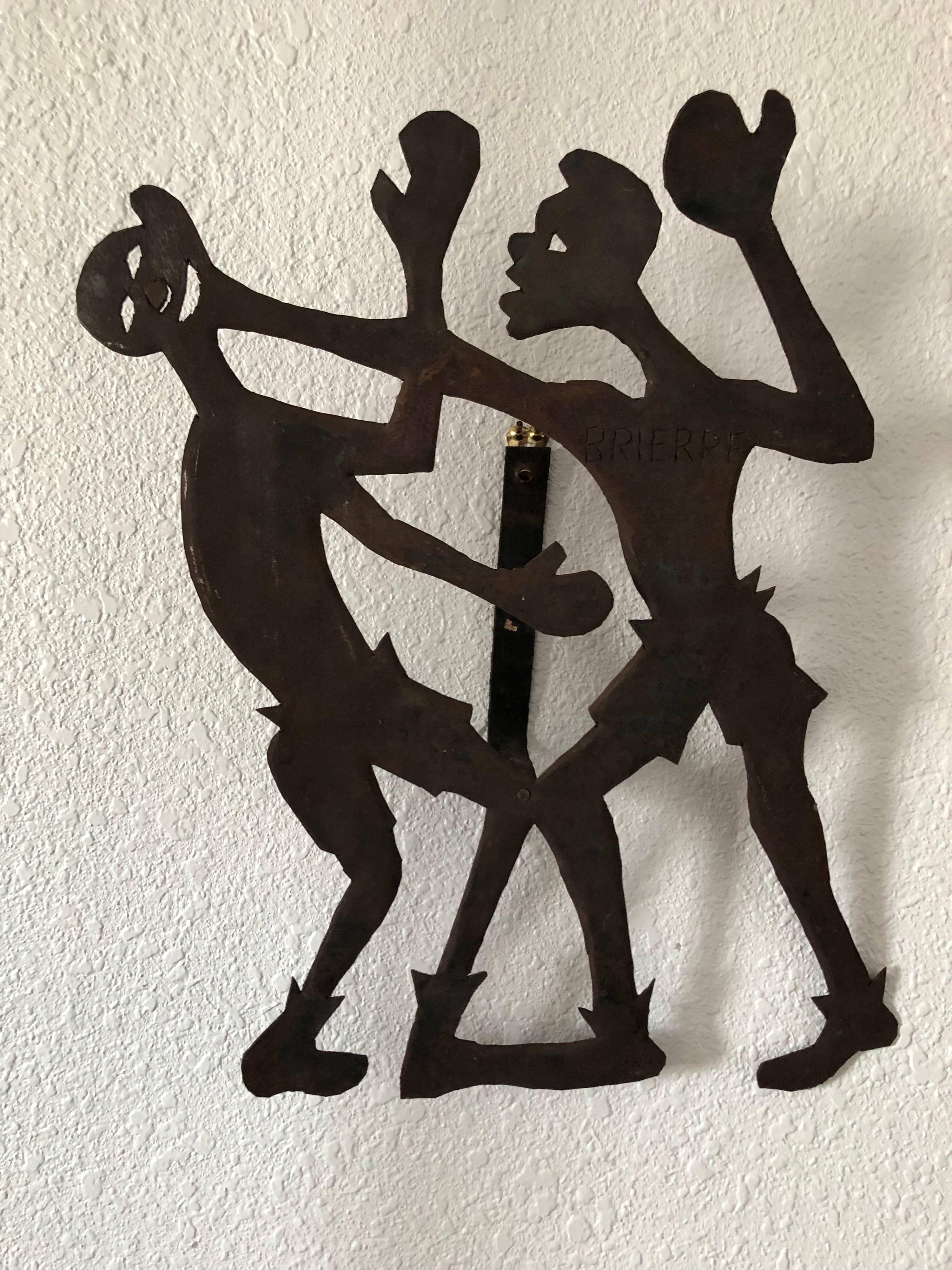 Haitian Folk Art 'Boxers' Sporting Scene Outsider Art Metal Work Sculpture 2