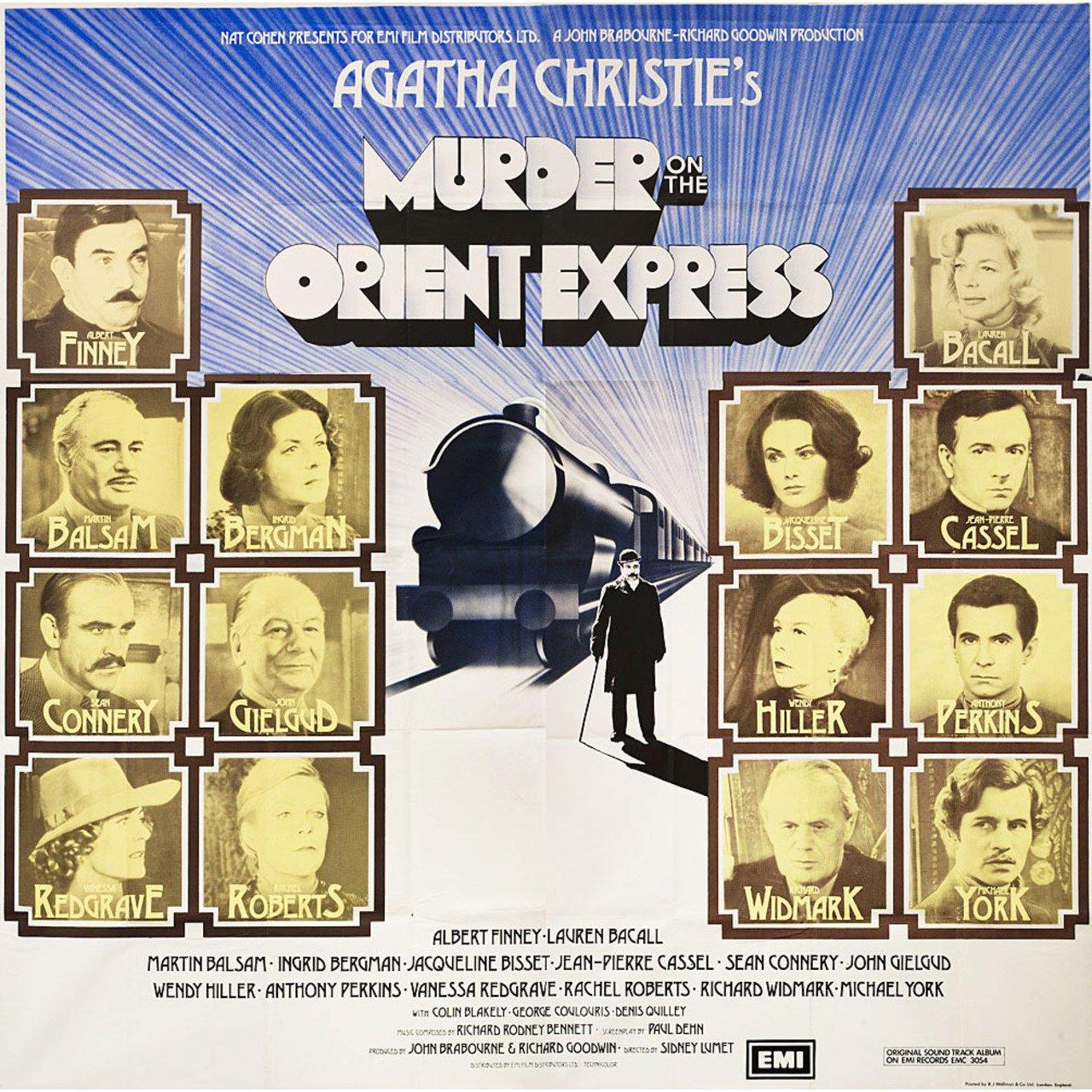 Original 1974 British six sheet poster for the film Murder on the Orient Express directed by Sidney Lumet with Albert Finney / Lauren Bacall / Martin Balsam / Ingrid Bergman. Fine condition, folded. Many original posters were issued folded or were