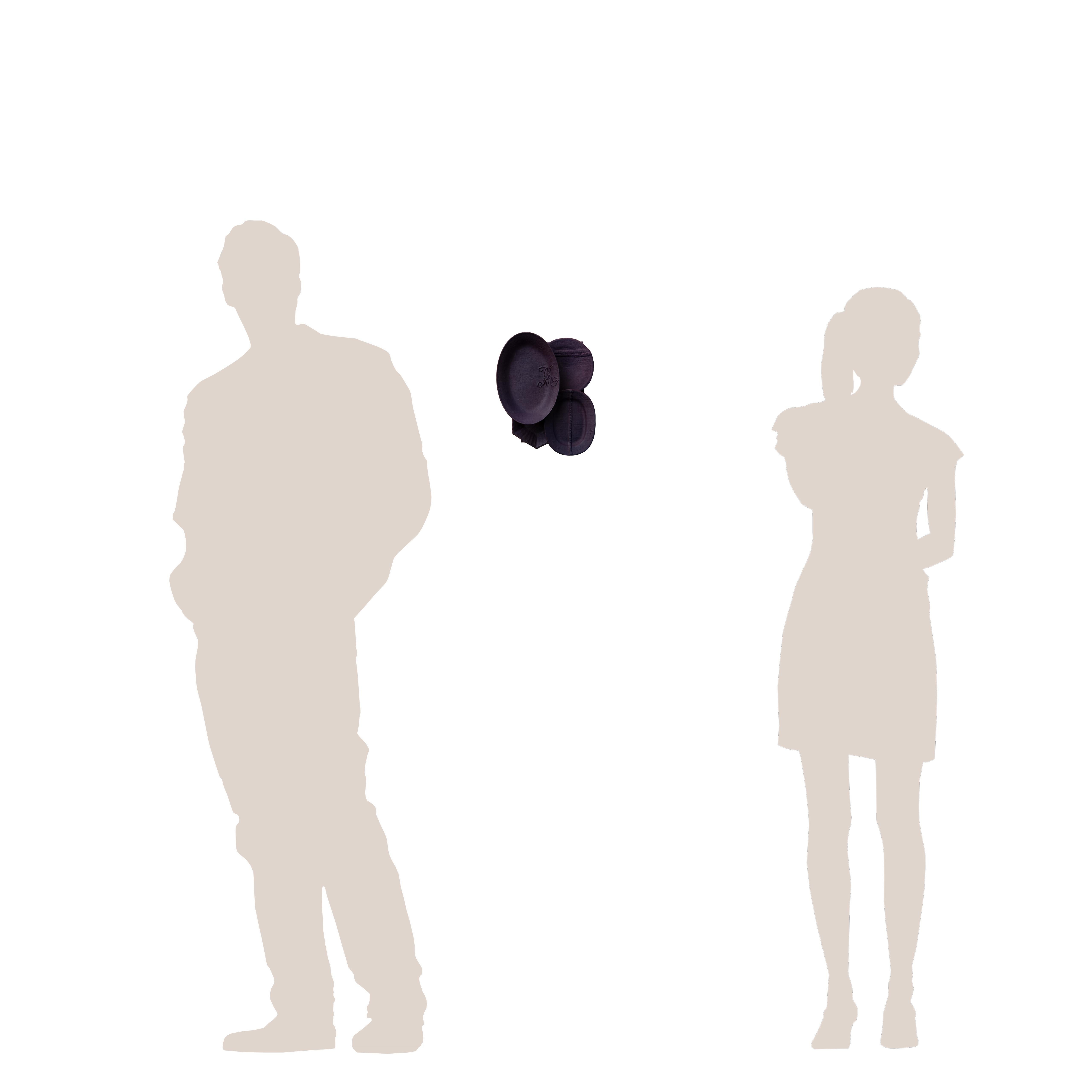 Contemporary Dark Violet Ceramic Wall Art Sculpture - 