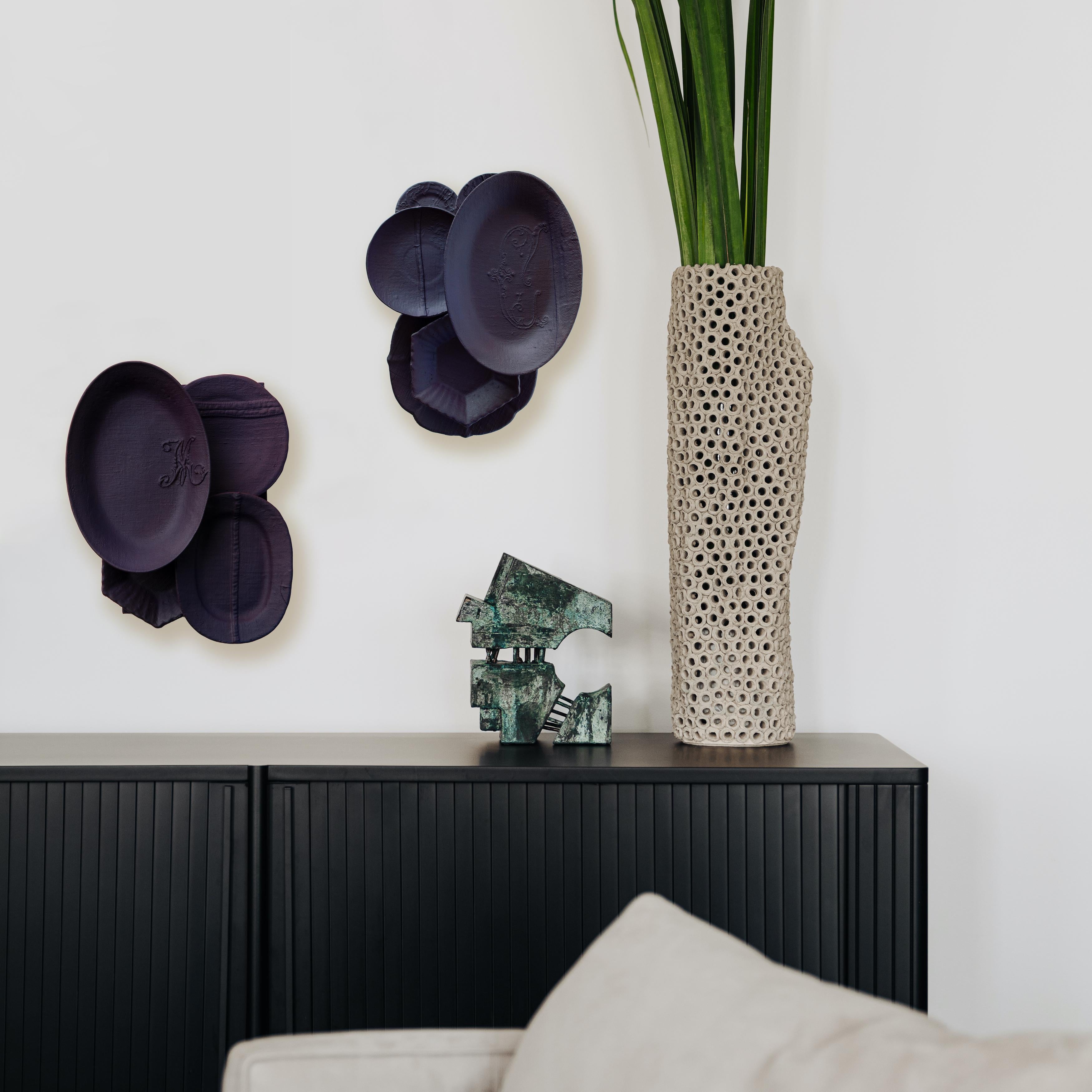 Dark Violet Ceramic Wall Art Sculpture - 