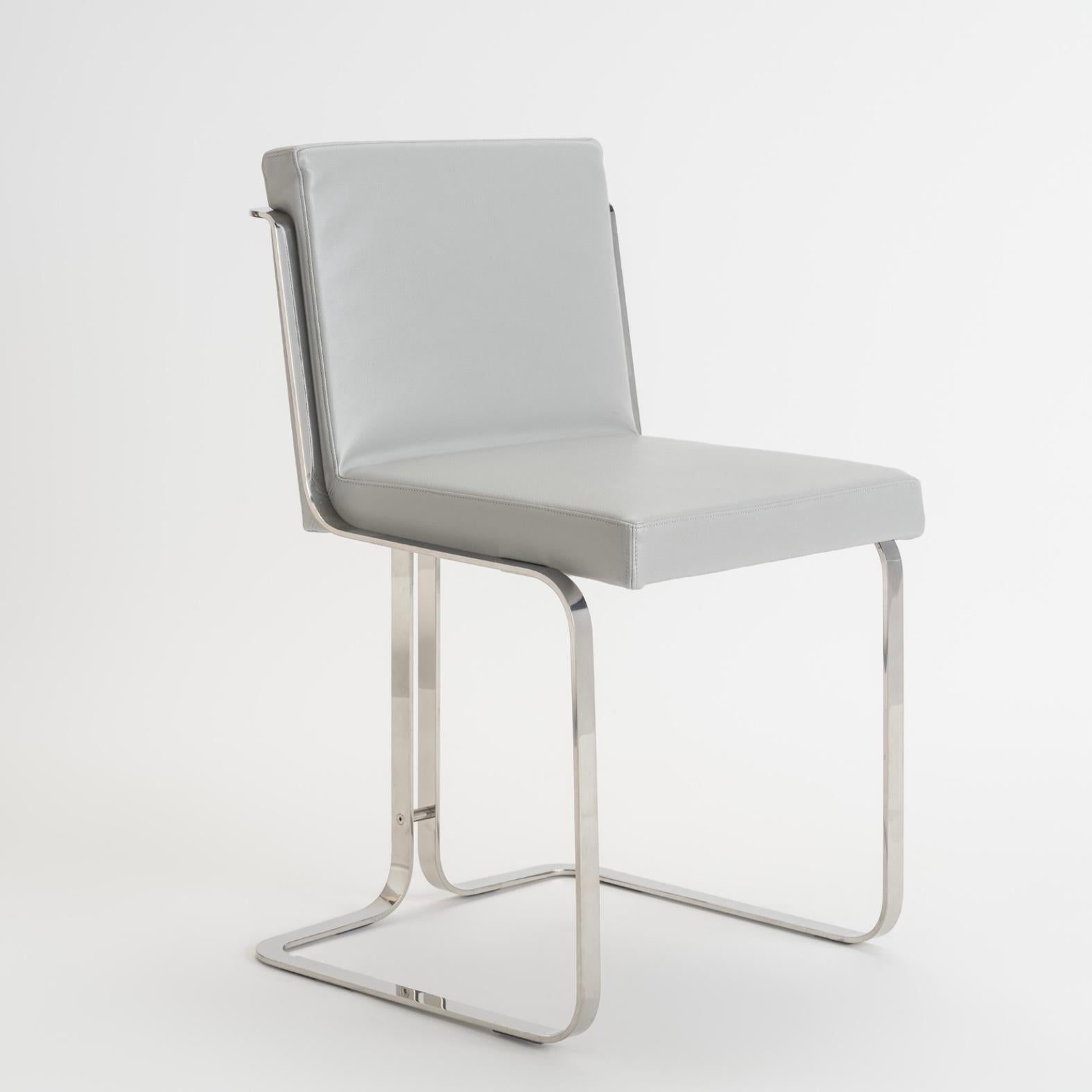Italian Murena Light Dining Chair Lazzarini & Pickering, Marta Sala, Polished Stainless For Sale