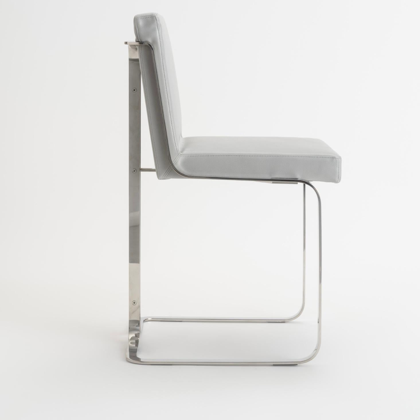 Murena Light Dining Chair Lazzarini & Pickering, Marta Sala, Polished Stainless In Good Condition For Sale In Brooklyn, NY