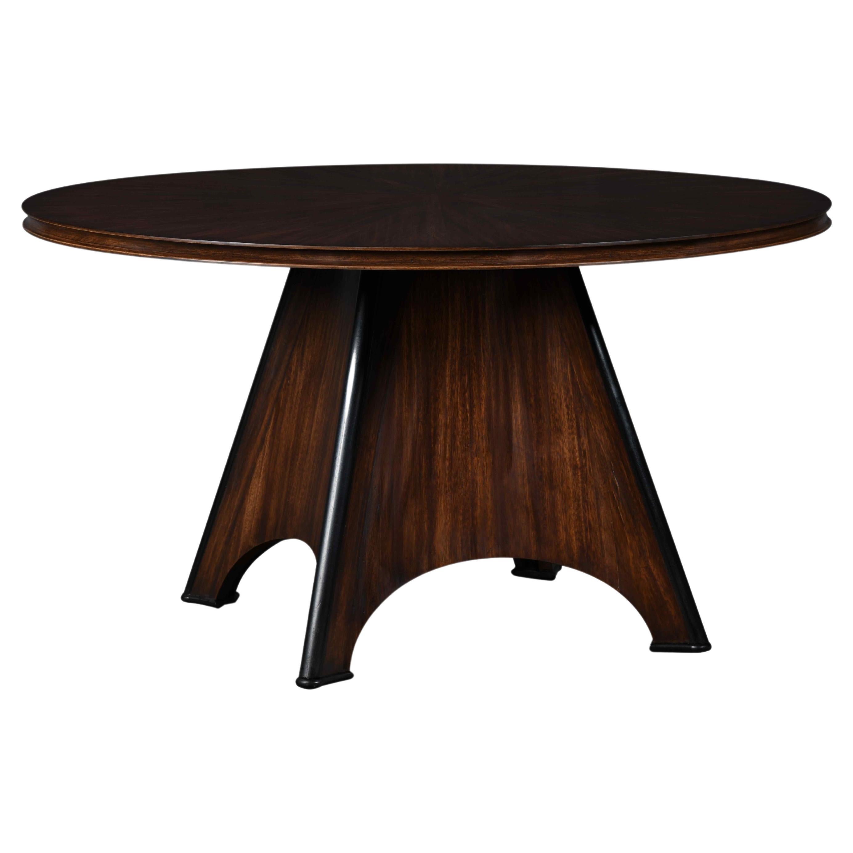 Muret Center Table with a Pyramid-Like Base and Its Curved and Concave Sides For Sale