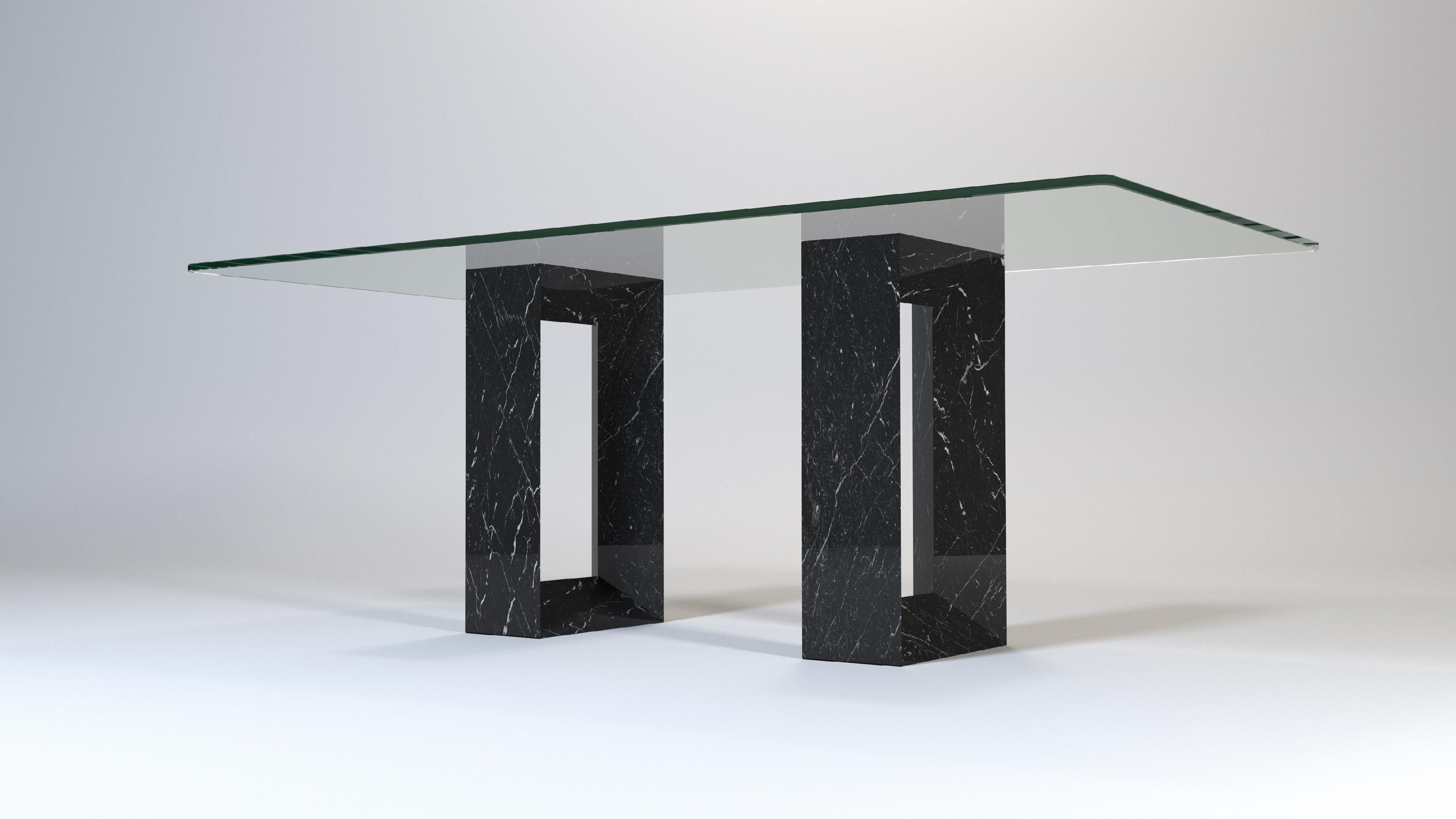 Modern Muria Black Marquina Marble Dining Table Contemporary by Meddel Spain in Stock For Sale