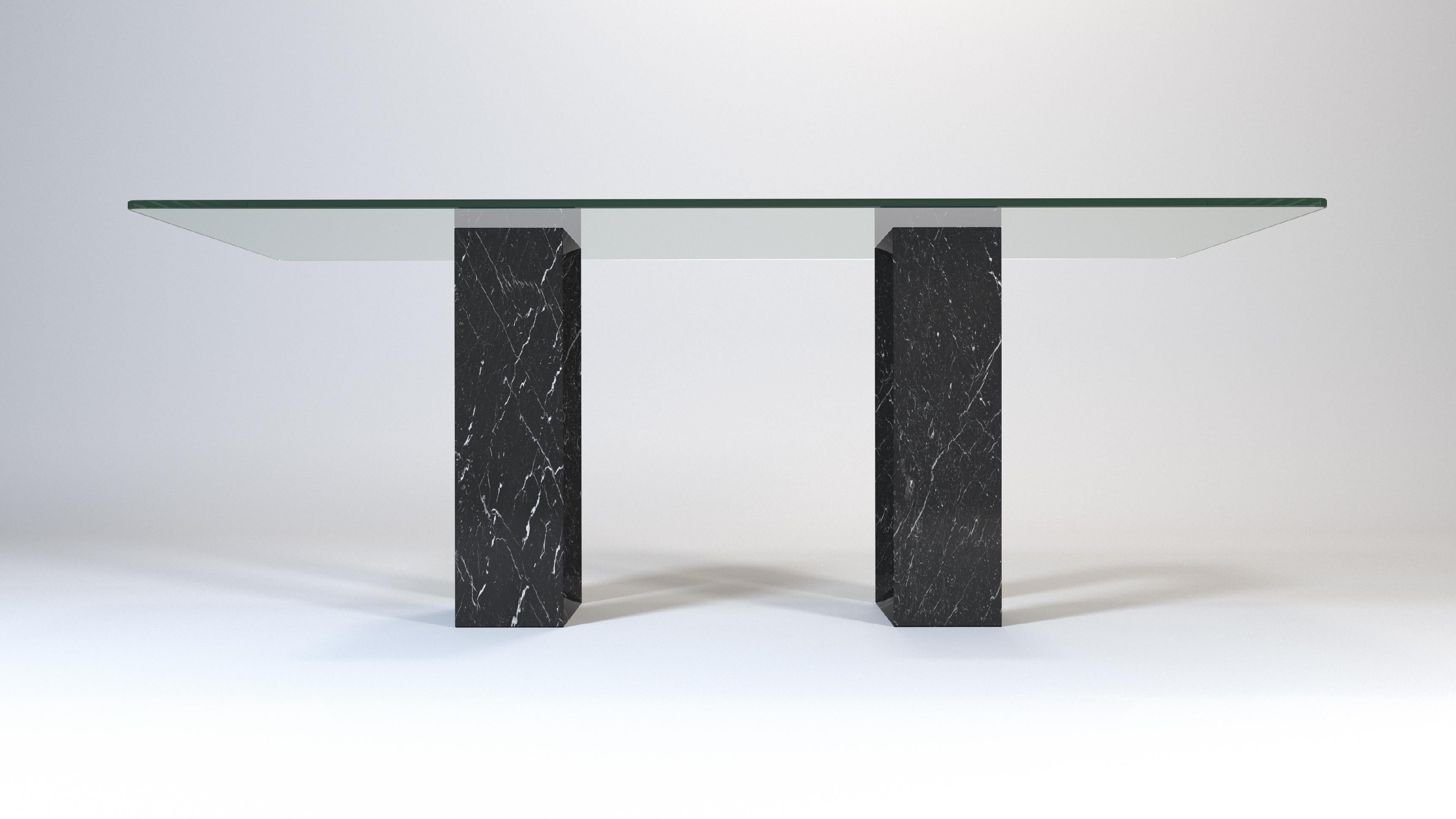 Hand-Crafted Muria Black Marquina Marble Dining Table Contemporary by Meddel Spain in Stock For Sale