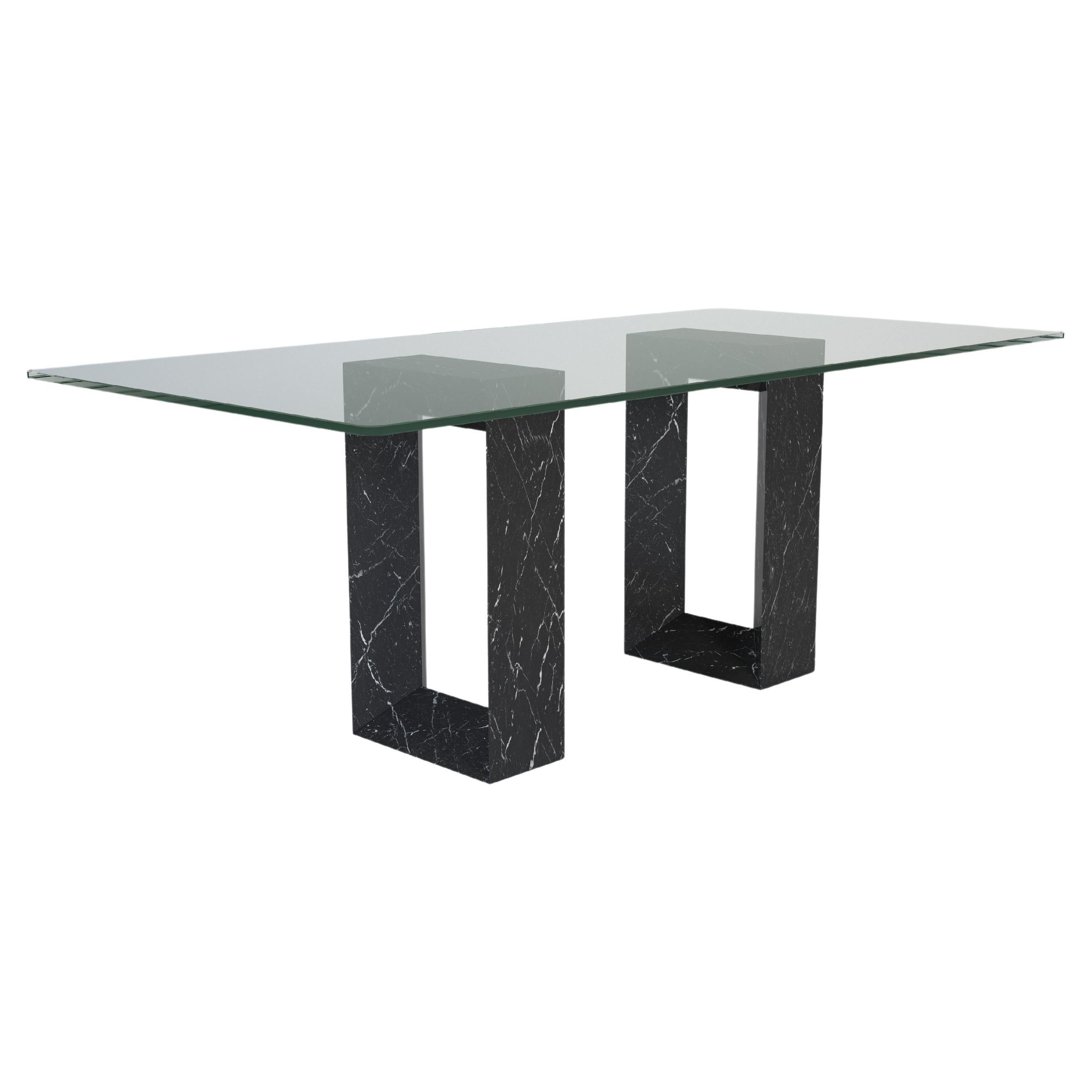 Muria Black Marquina Marble Dining Table Contemporary by Meddel Spain in Stock For Sale