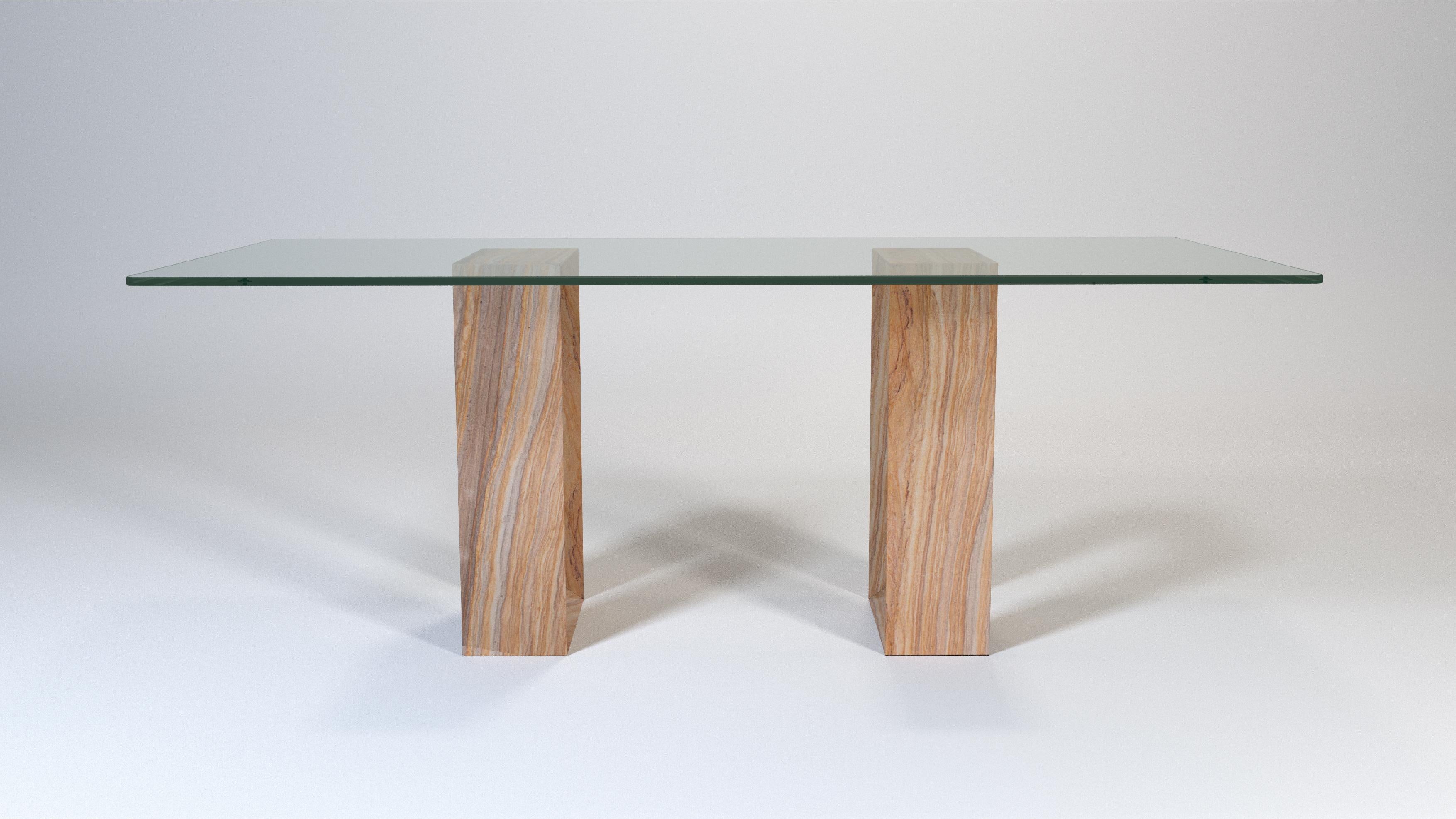 Modern Muria Sandstone & Crystal Spain Contemporary Marble Design Dining Table in Stock For Sale