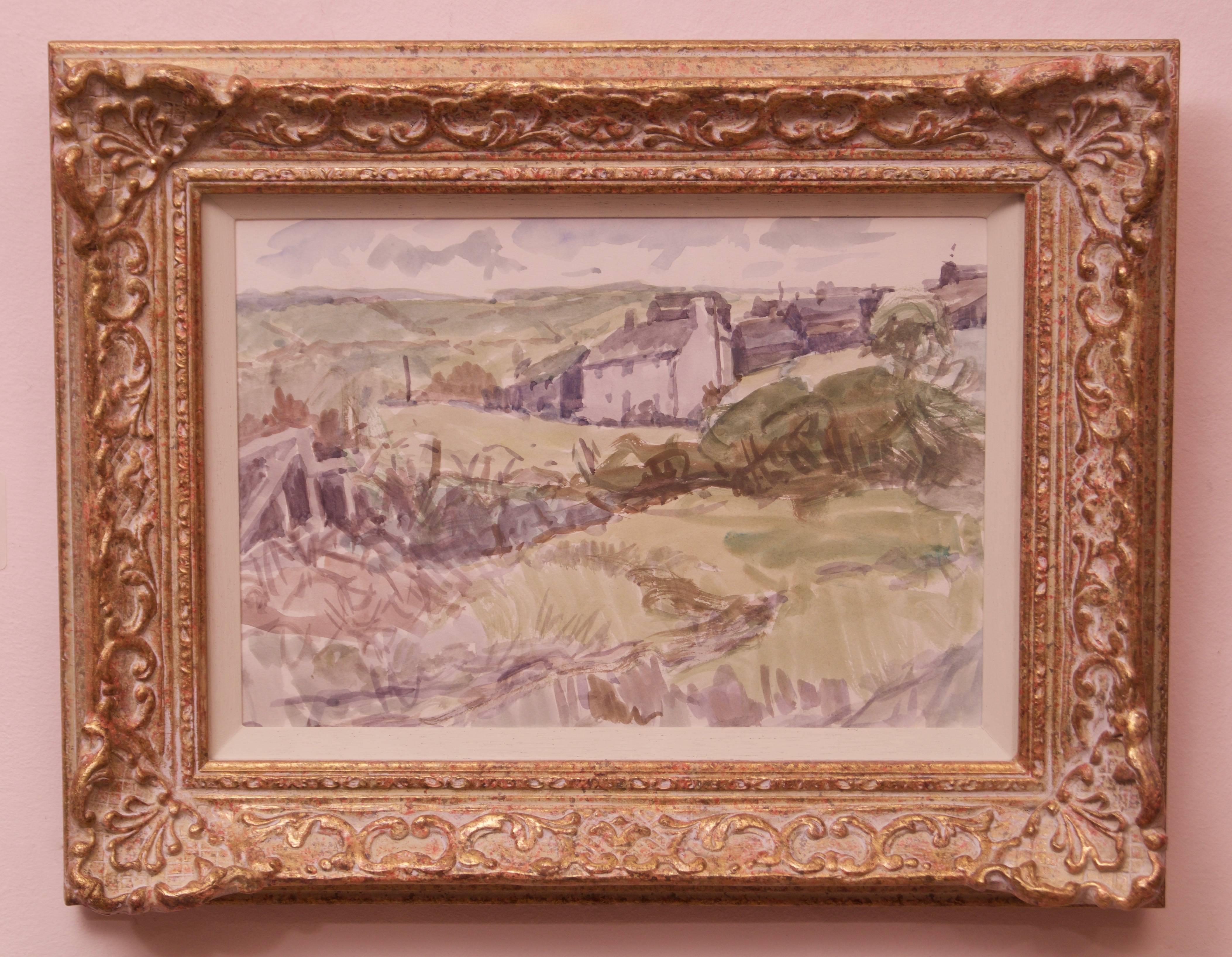 Paysage de Cornish - Aquarelle impressionniste du milieu du 20e siècle de Muriel Archer en vente 1