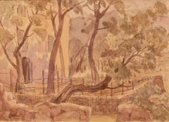 Aquarelle impressionniste de la fin du 20e siècle « Early Morning Provence » (début du matin de Provence) par Archer