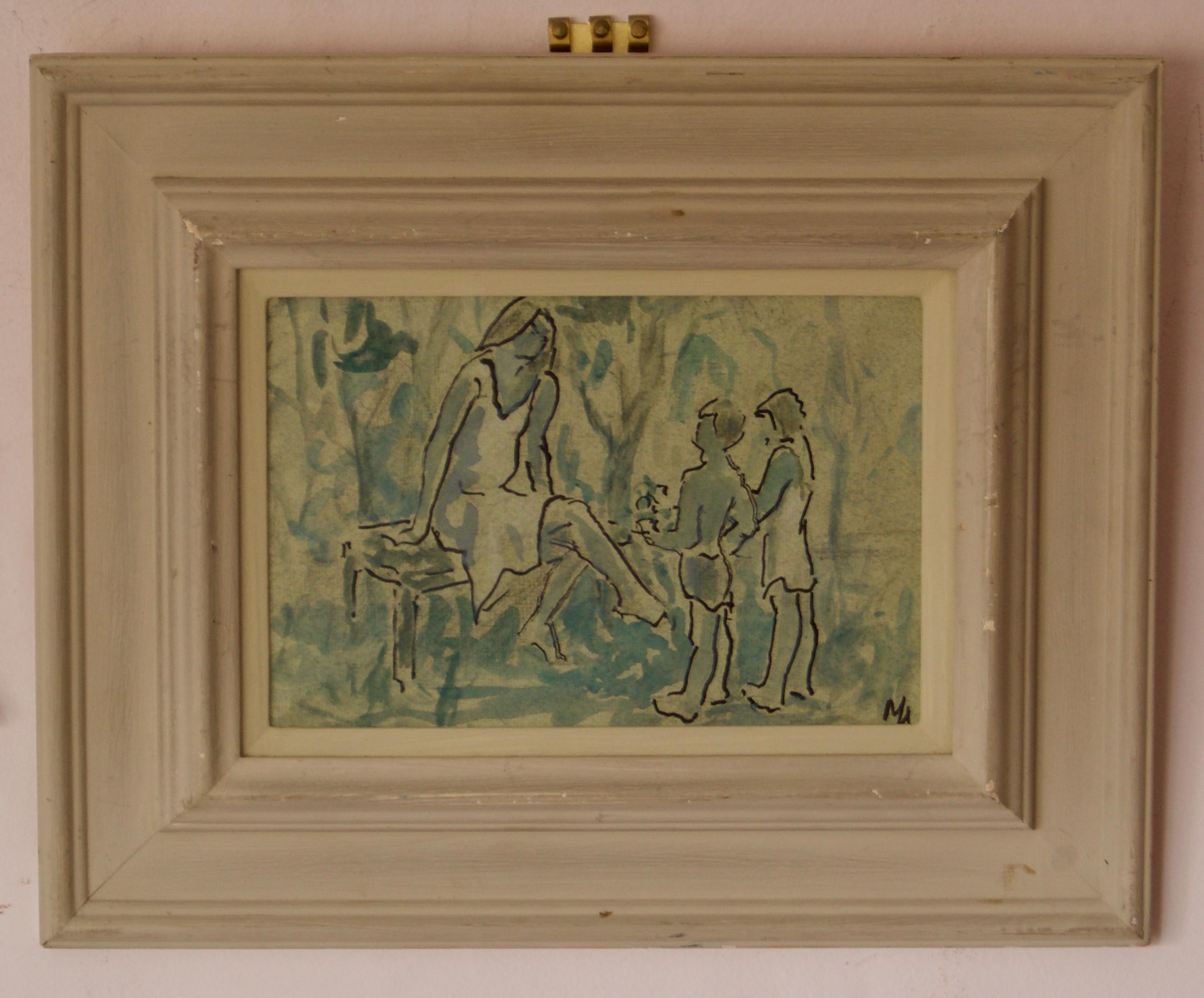 Mother & Children - Mid 20th Century Impressionist Piece by Muriel Archer For Sale 1