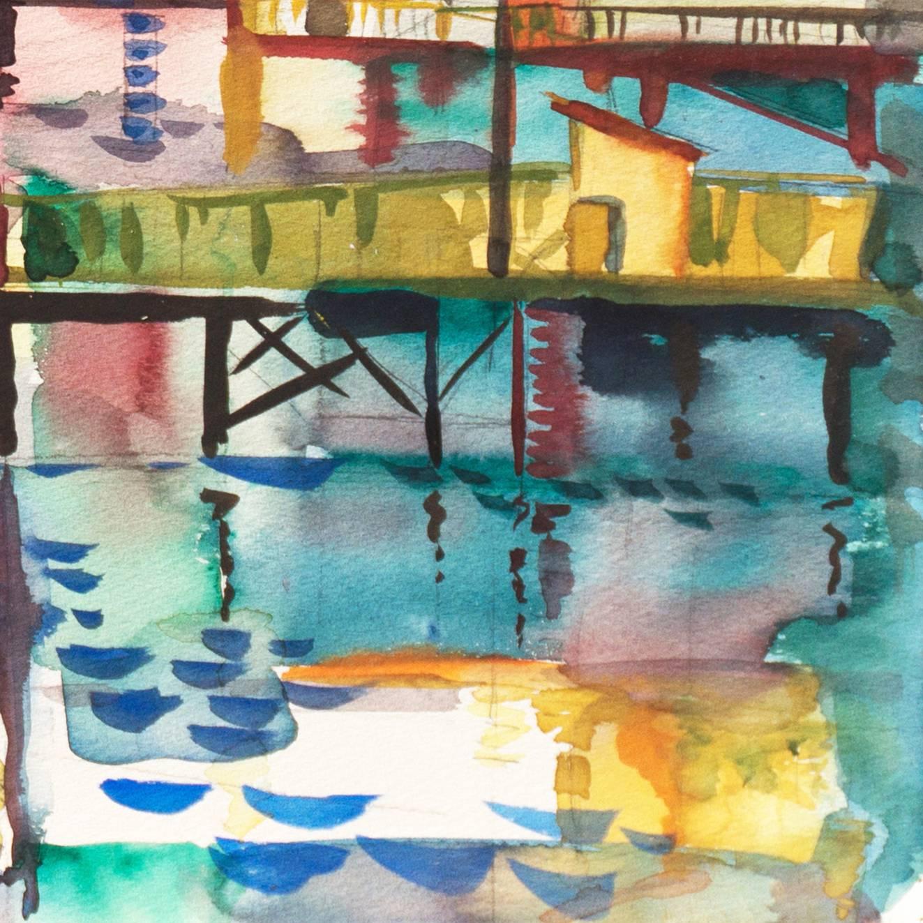 « Monterey Pier », Californie moderniste, femme artiste, Santa Cruz Art League en vente 1