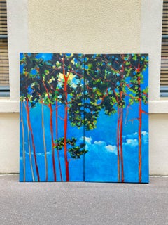Muriel Chazalon "A break in the cloud" Diptych, Oil on canvas