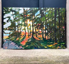 Muriel Chazalon, "End of day" Öl auf Leinwand, Zeitgenössische Landschaft