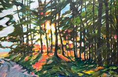 Muriel Chazalon, "End of day" Öl auf Leinwand, Zeitgenössische Landschaft