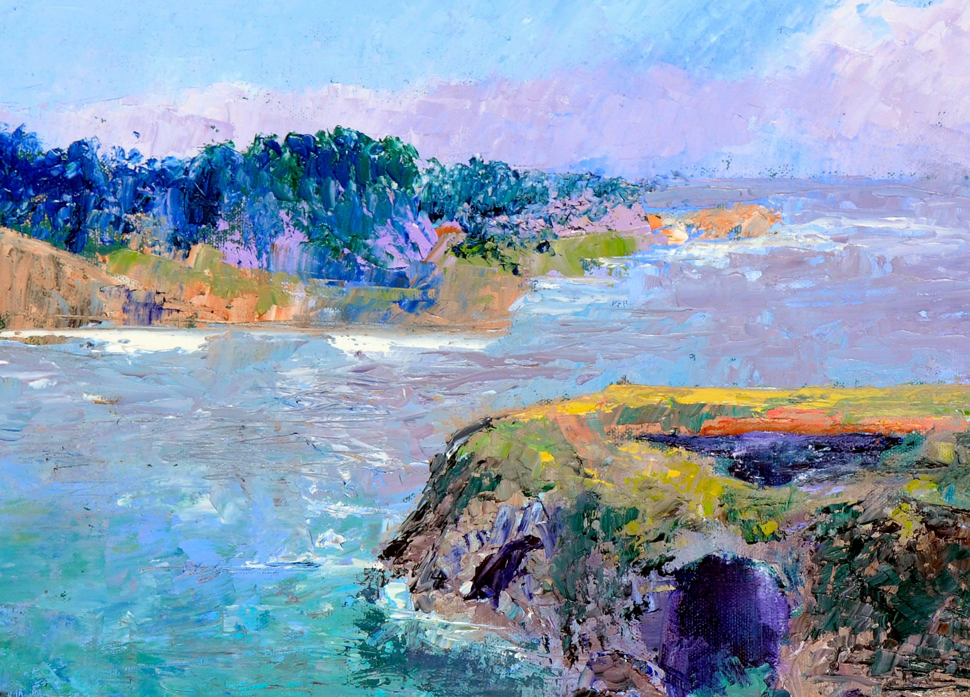 Paesaggio della costa californiana - Painting Impressionismo americano di Muriel Goodfield