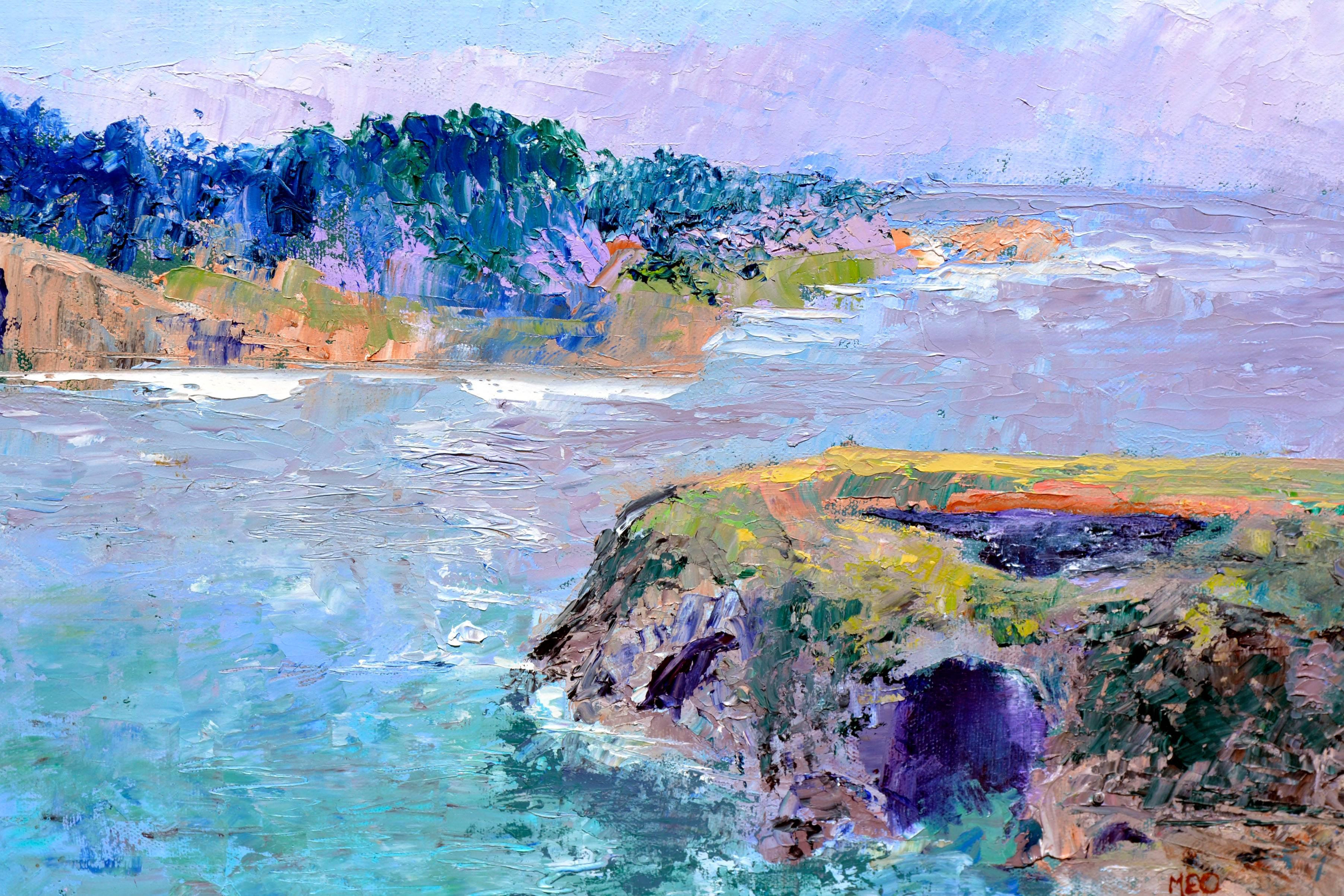 Paesaggio della costa californiana - Landscape Painting Grigio di Muriel Goodfield