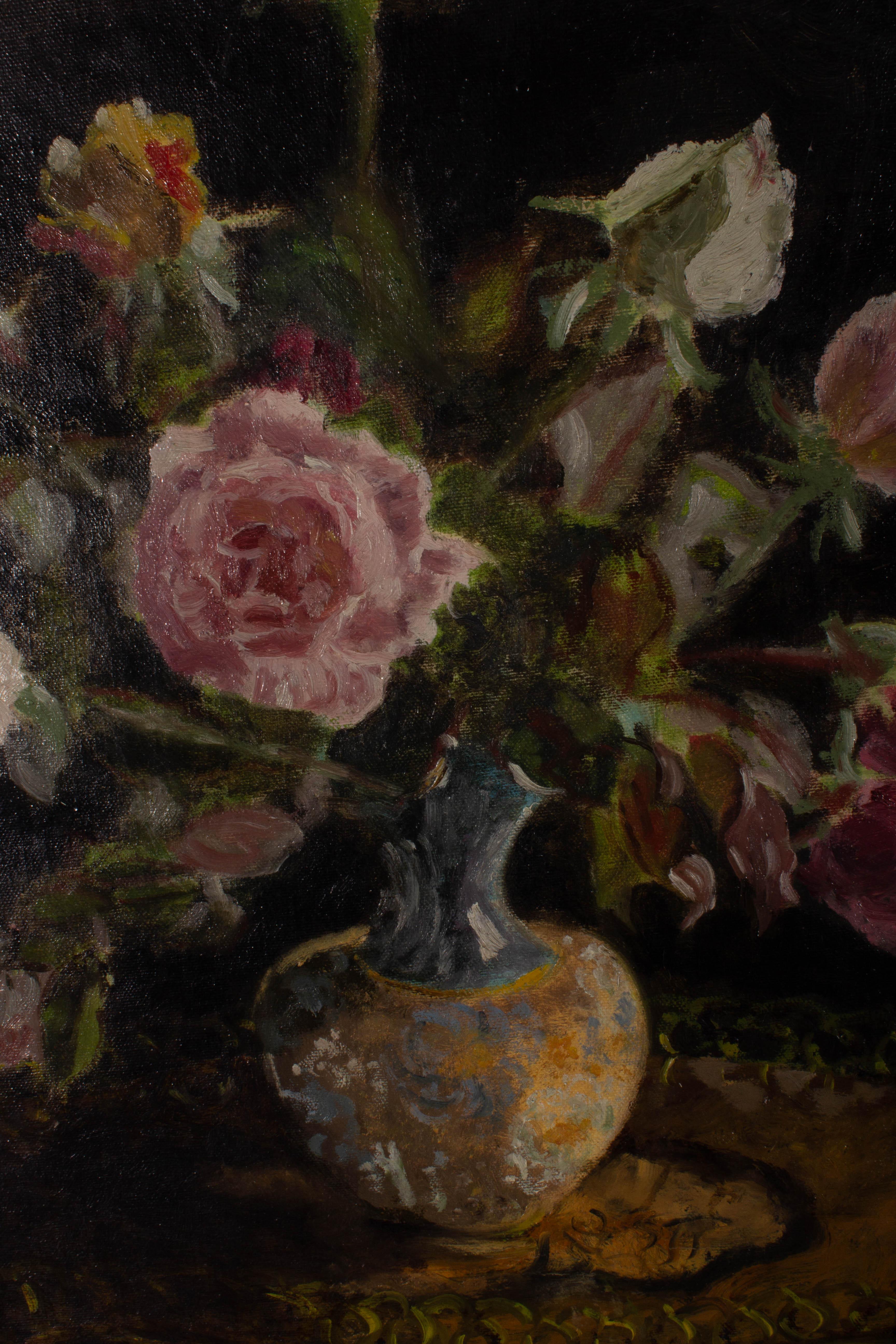 Muriel Hamilton - 20th Century Oil, November Roses For Sale 3