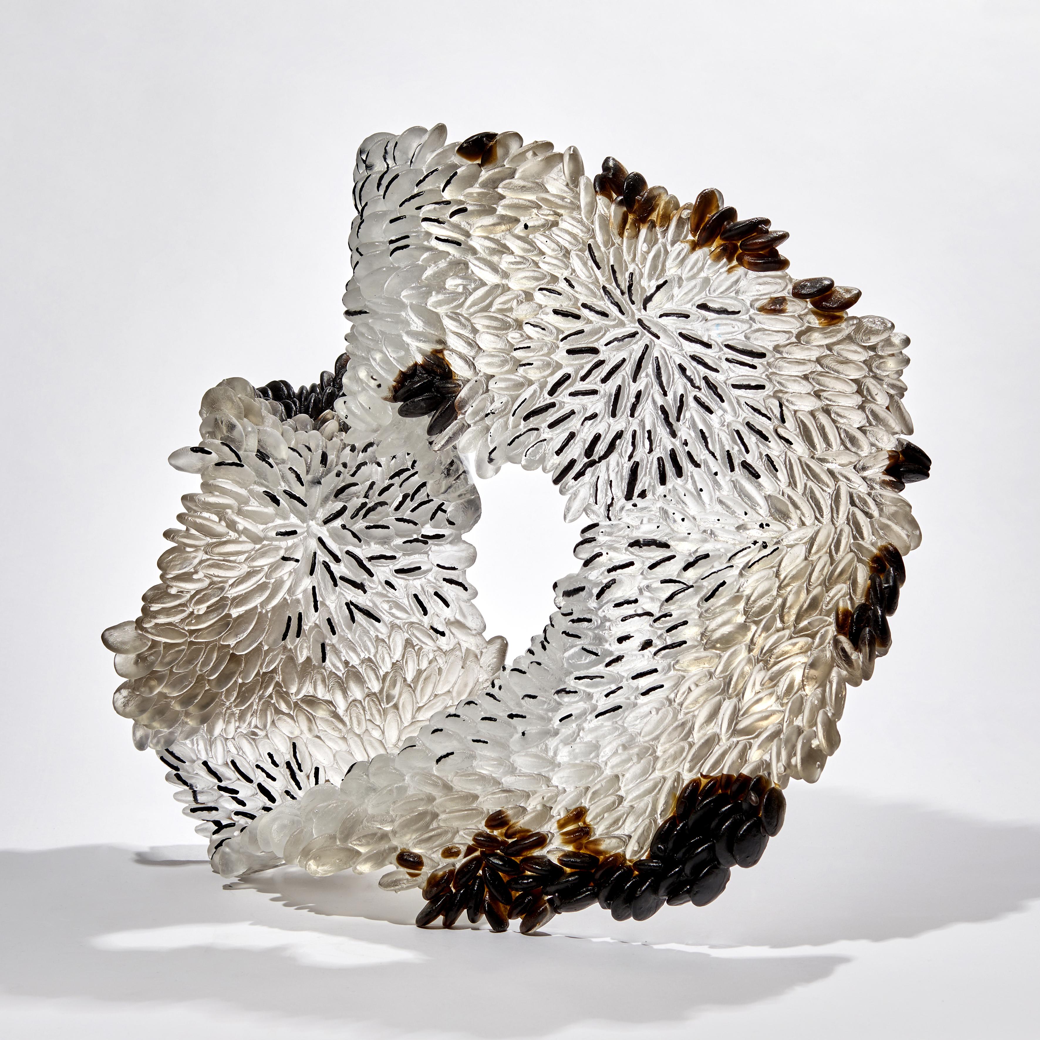 Organic Modern Murmur, a Unique Glass Sculpture in Clear, Brown & Black by Nina Casson McGarva