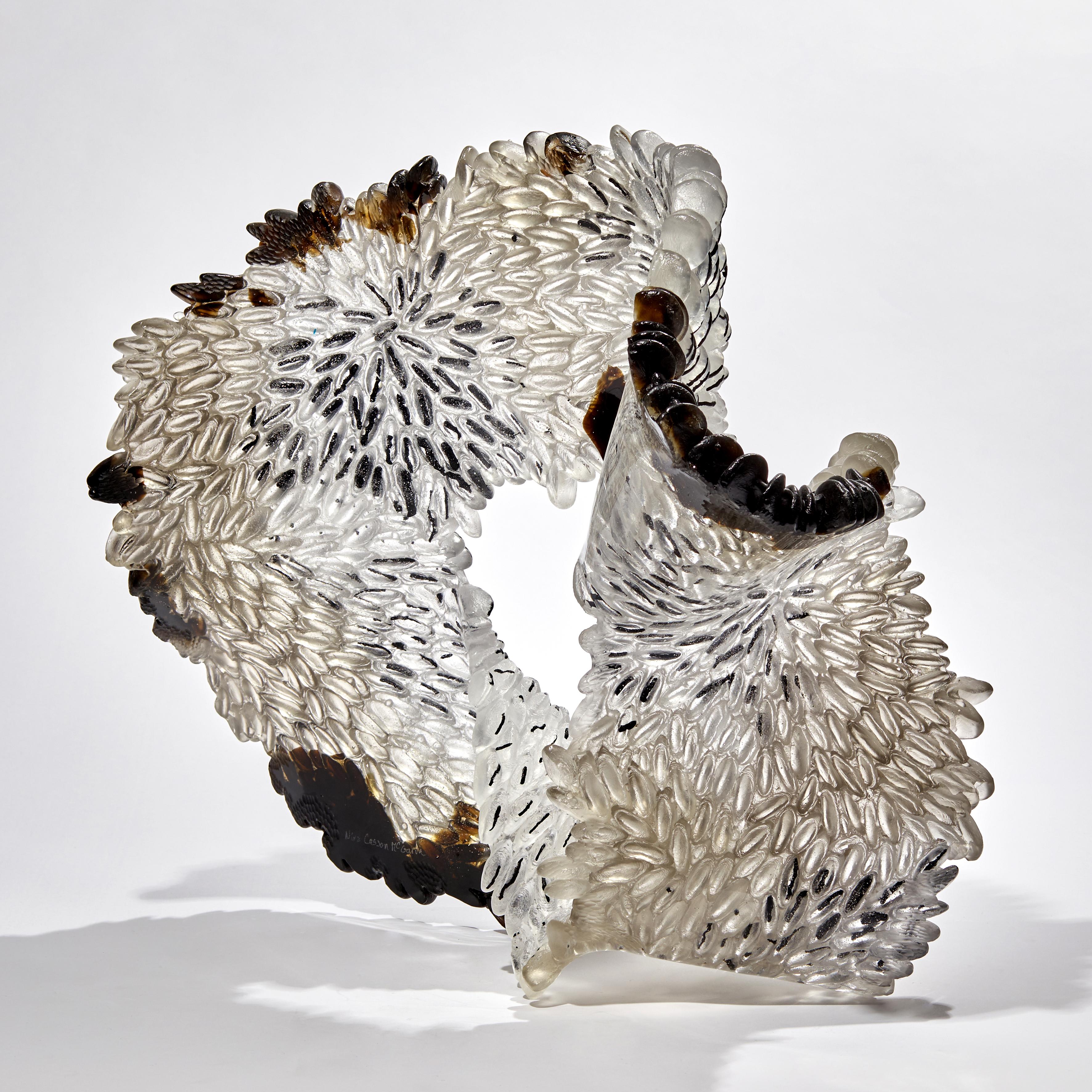 Hand-Crafted Murmur, a Unique Glass Sculpture in Clear, Brown & Black by Nina Casson McGarva