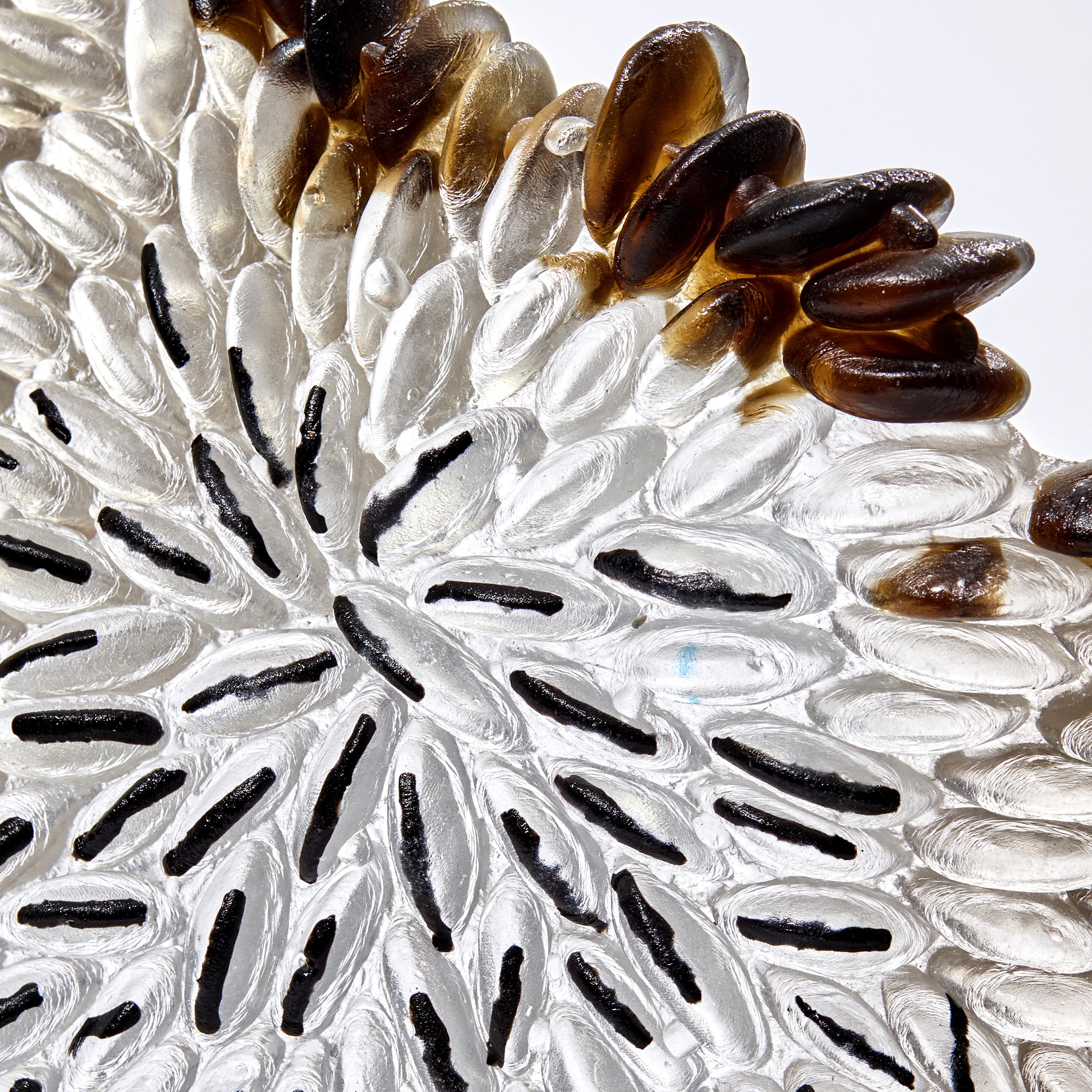 Contemporary Murmur, a Unique Glass Sculpture in Clear, Brown & Black by Nina Casson McGarva