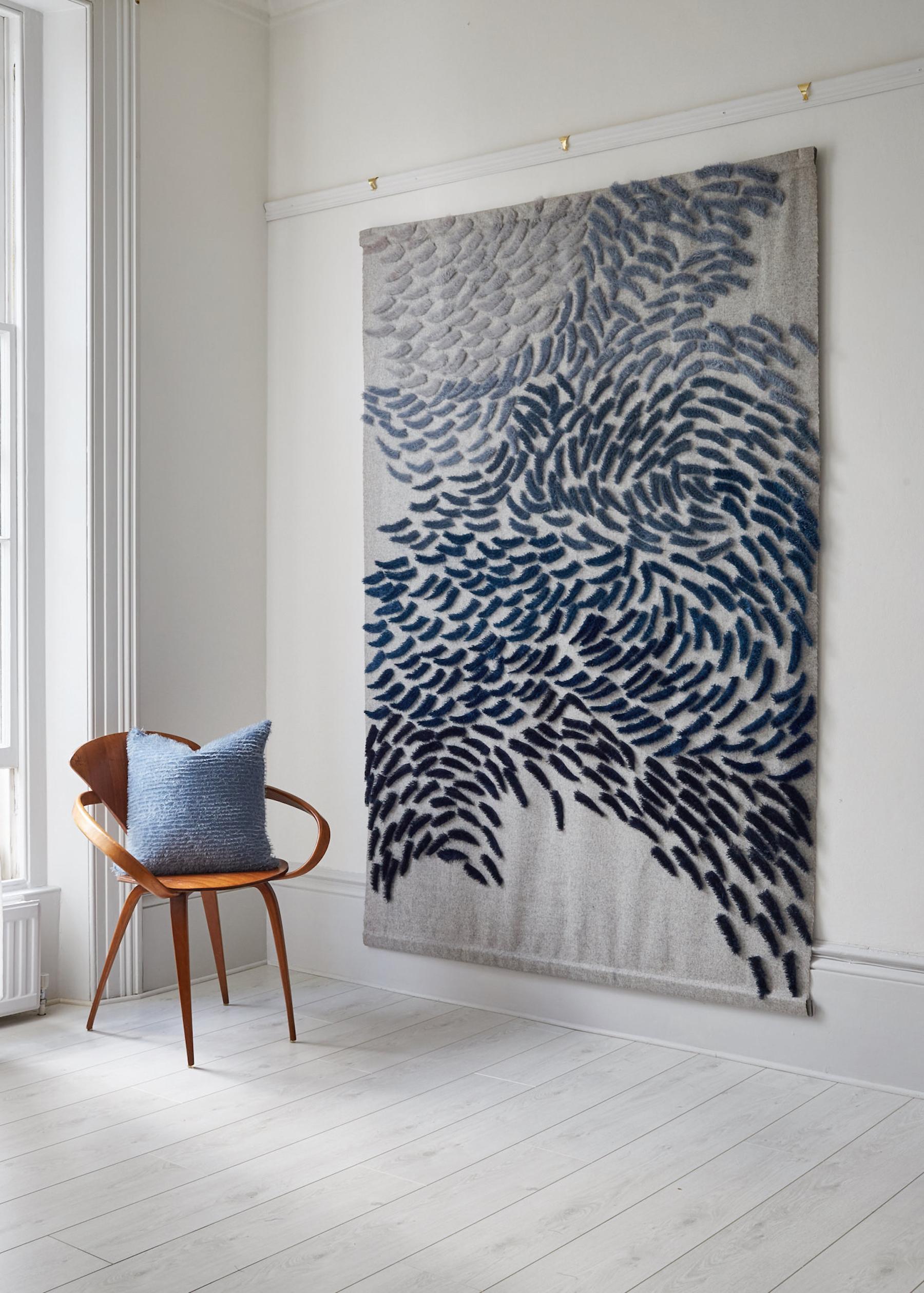 British Murmuration - tufted wool wall hanging made bespoke For Sale