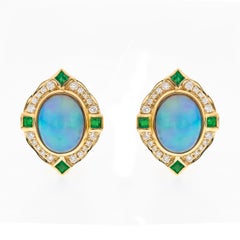 Murphy 14K Yellow Gold Oval-Cat Opal Earrings