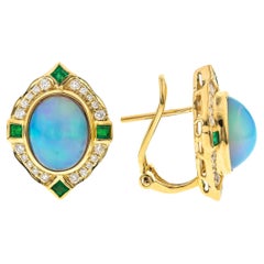 Murphy 14K Yellow Gold Oval-Cat Opal Earrings