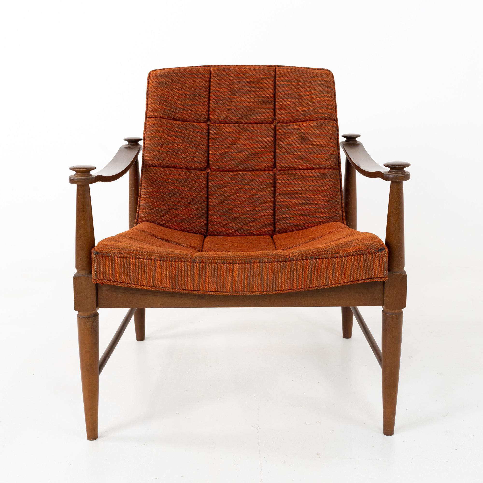 American Murphy Miller Mid Century Walnut Lounge Chairs, Pair