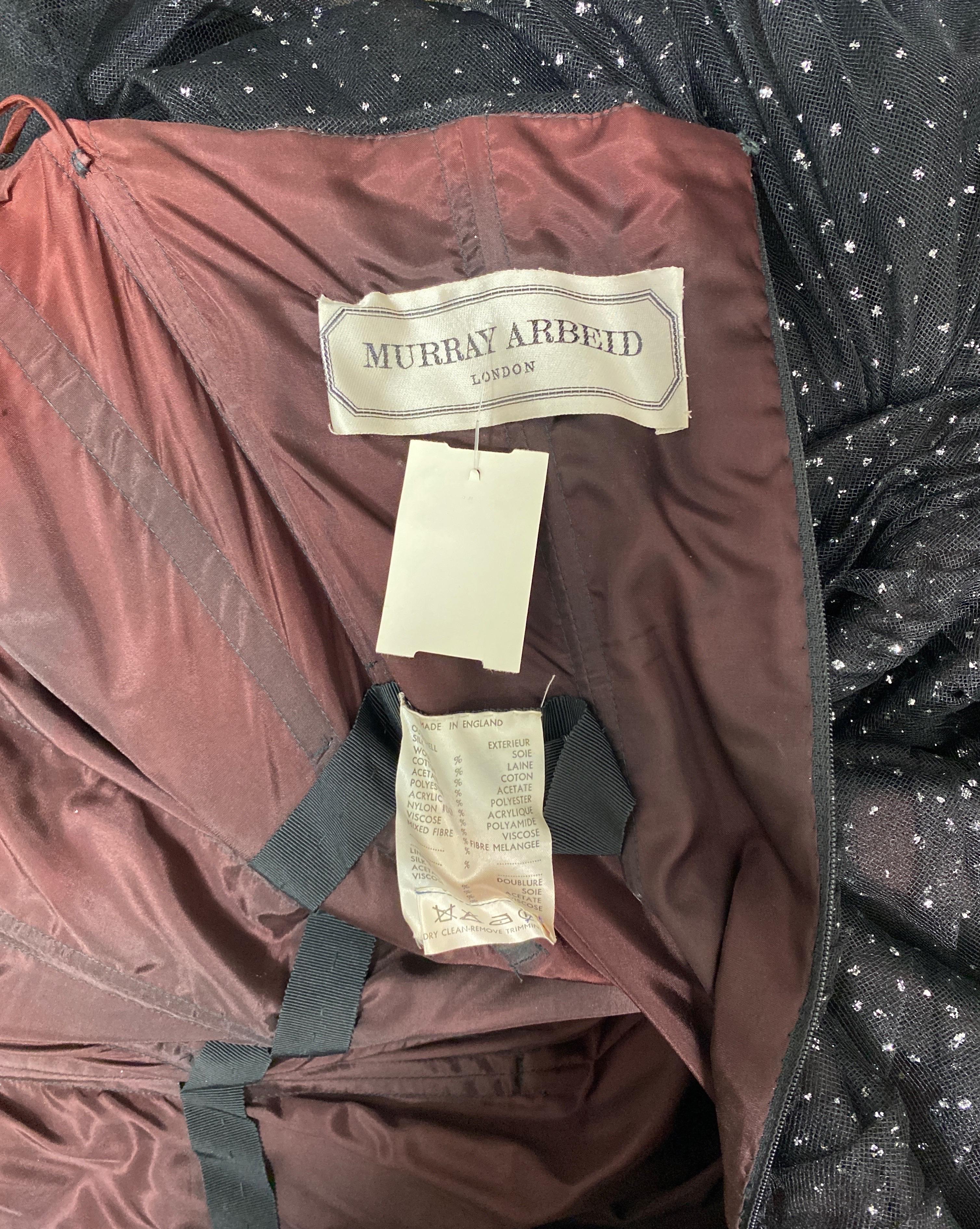 Murray Arbeid 1990 Schwarzes und silbernes Tüllkleid mit Schal - Größe 8 im Angebot 10