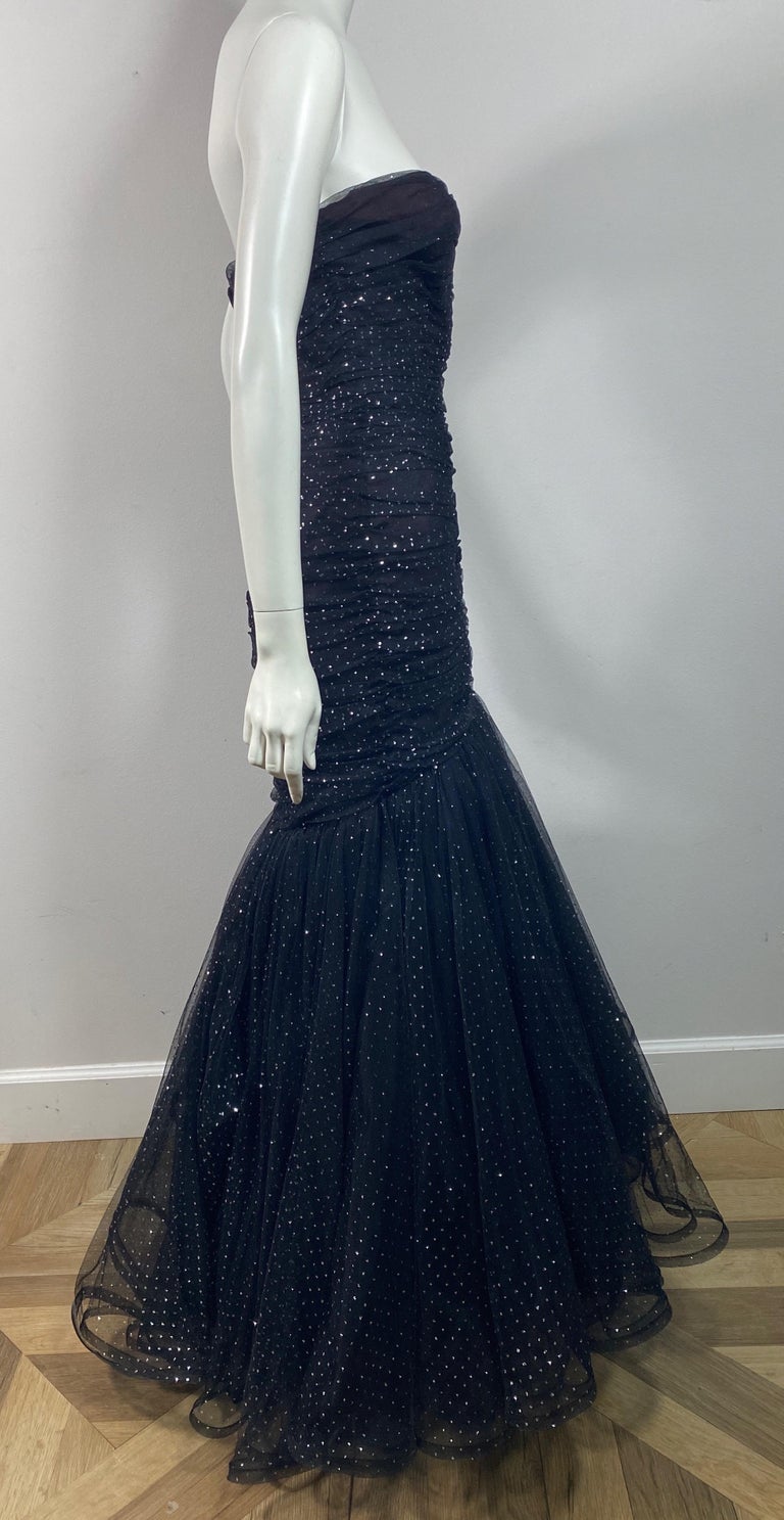 green emerald velvet dress Vintage 90s Black Lace Strapless Dress main image 1