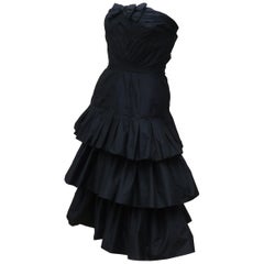 Retro Murray Arbeid Black Silk Taffeta Cocktail Dress