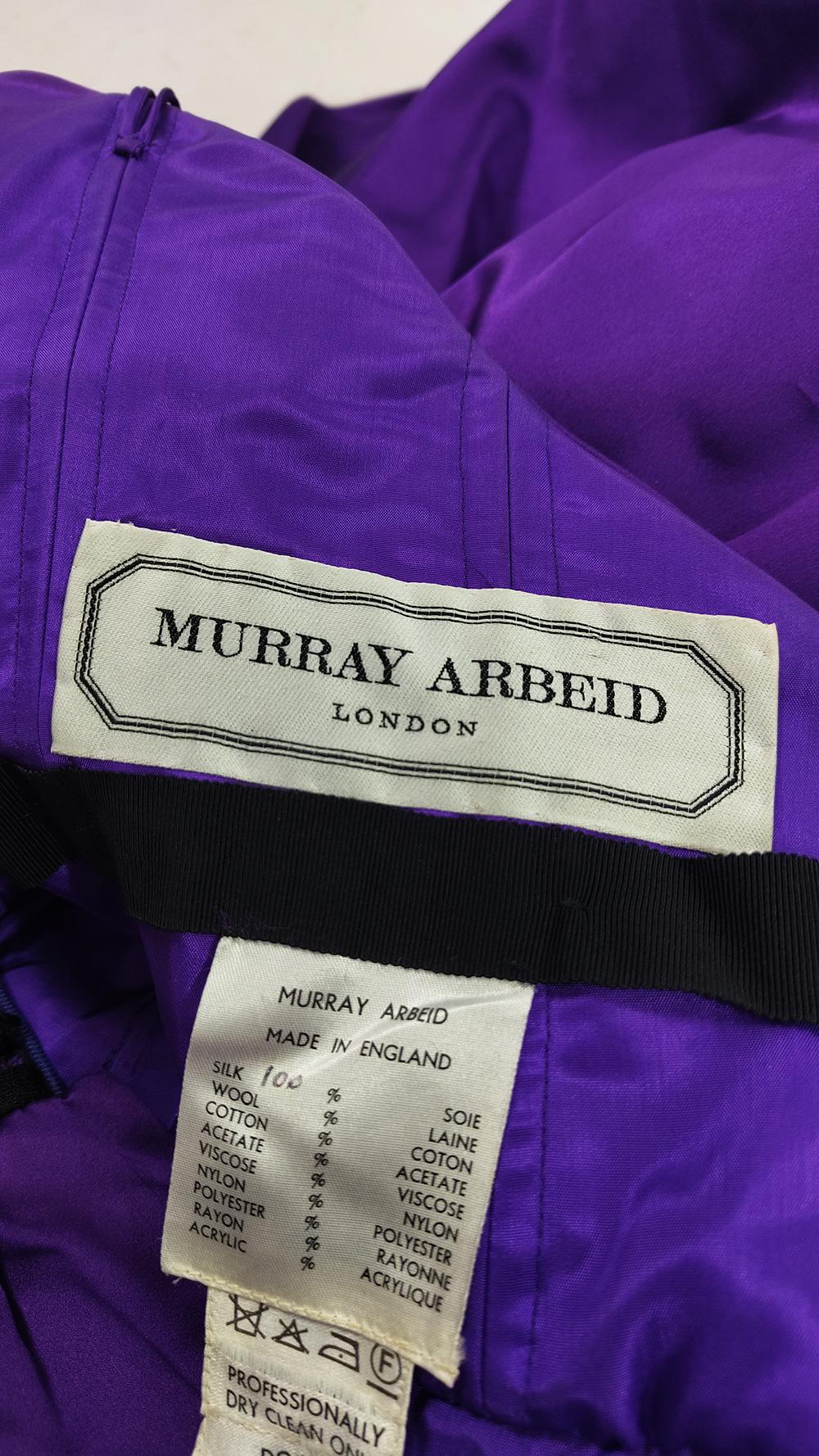 Murray Arbeid Vintage 80s Purple Satin Prom Evening Formal Ball Dress, 1980s In Excellent Condition For Sale In Doncaster, South Yorkshire