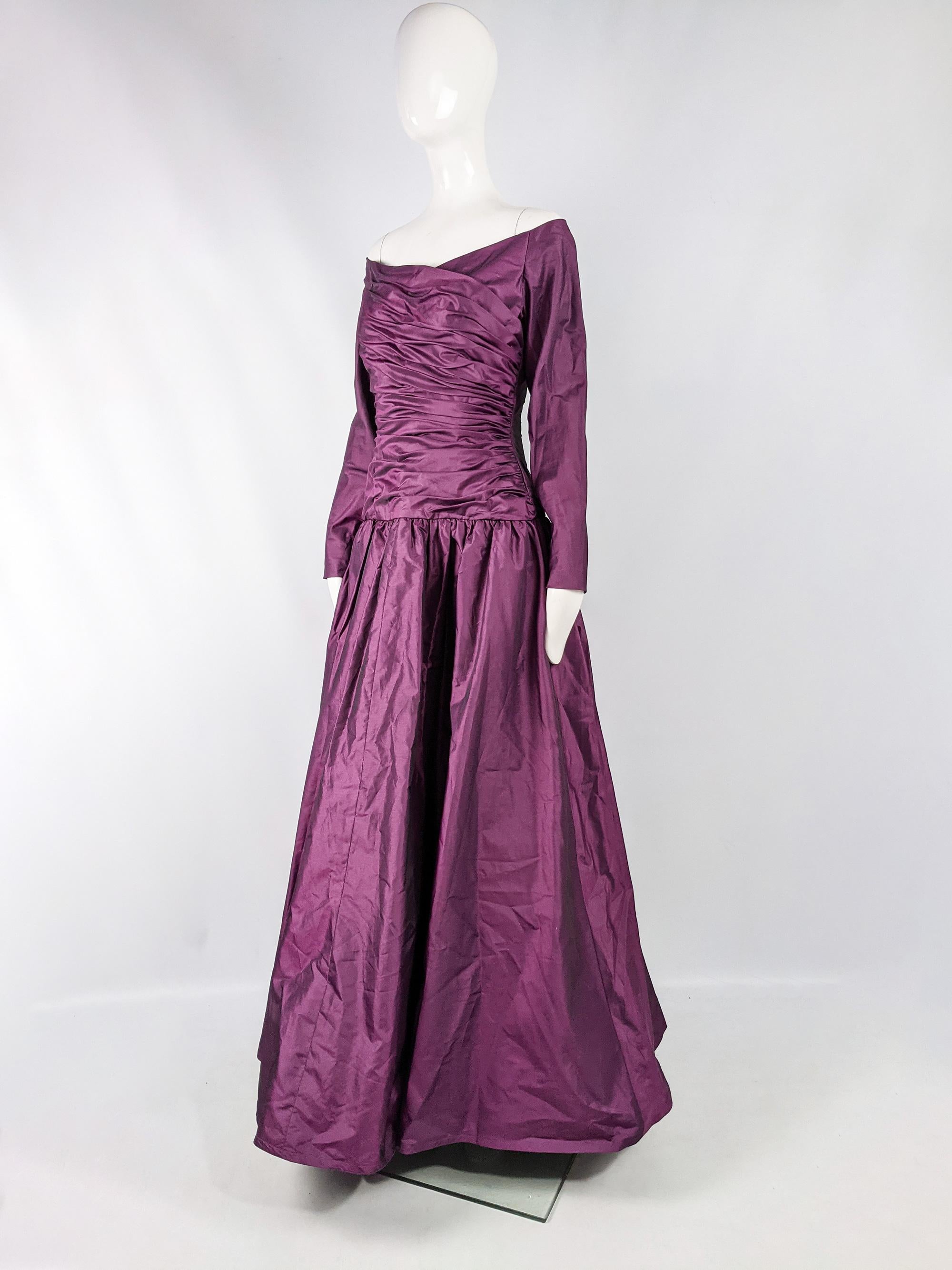 Women's Murray Arbeid Vintage Purple Taffeta Formal Ball Evening Gown, 1980s For Sale