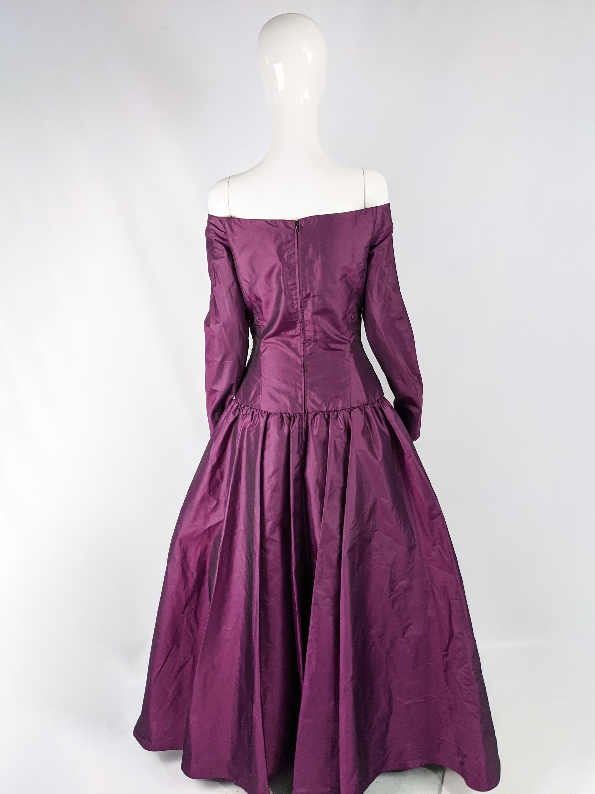 Murray Arbeid Vintage Purple Taffeta Formal Ball Evening Gown, 1980s For Sale 1